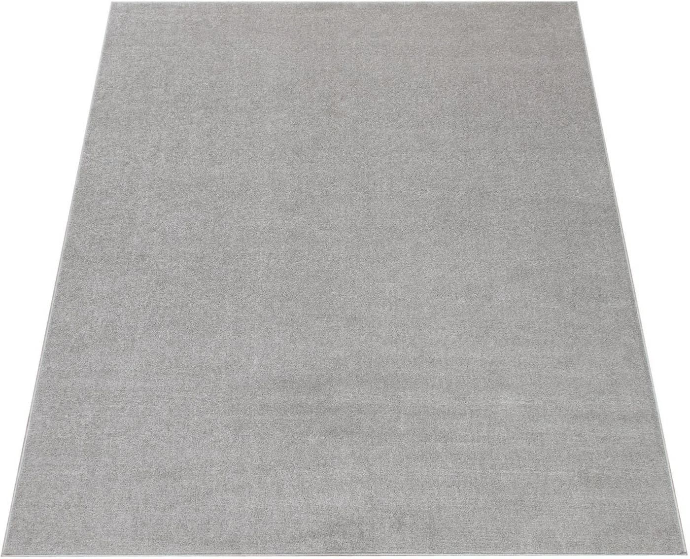 PACO HOME Teppich Porto 890 Silber Uni Kurzflor