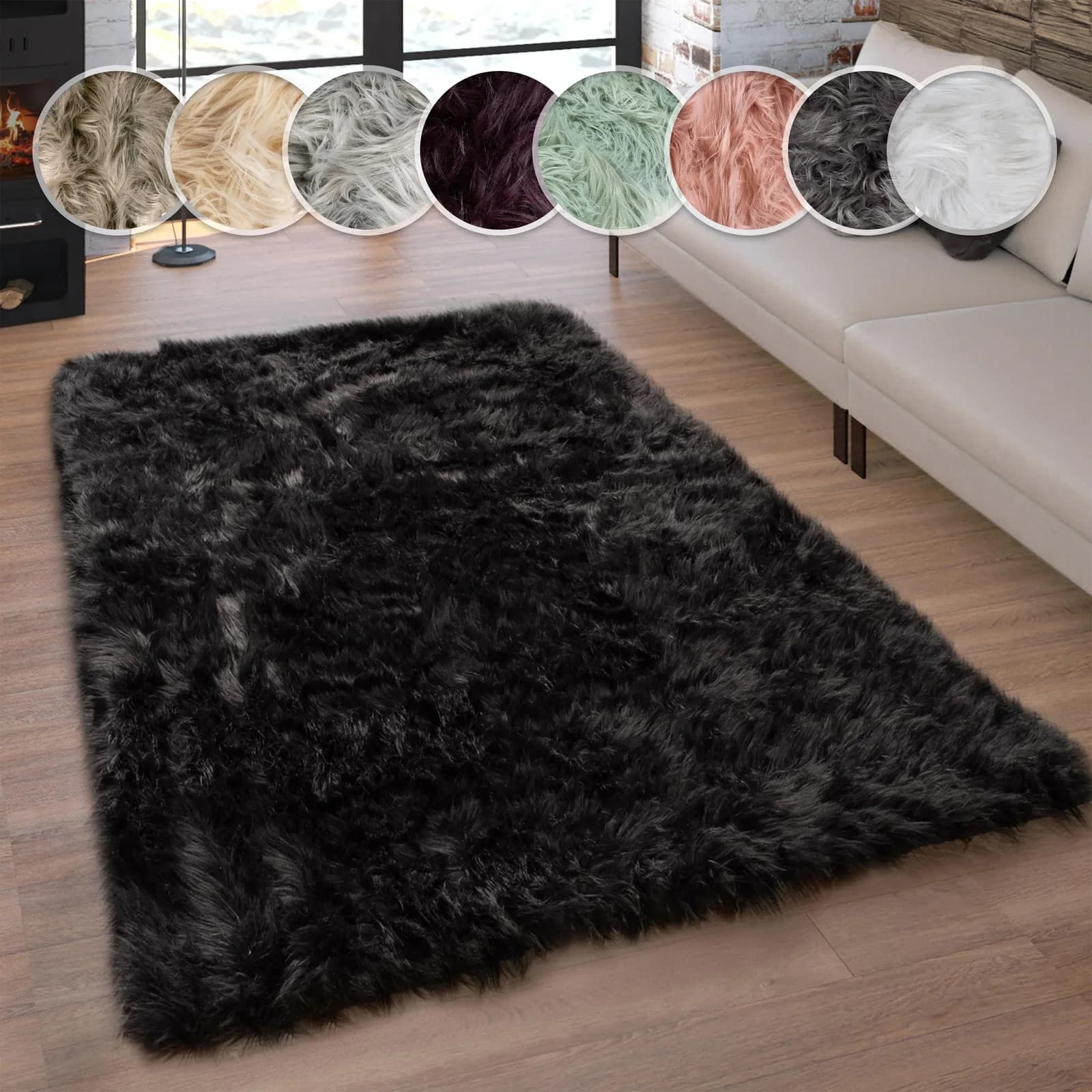 PACO HOME Fellteppich Playa 960 Schwarz Hochflor Uni