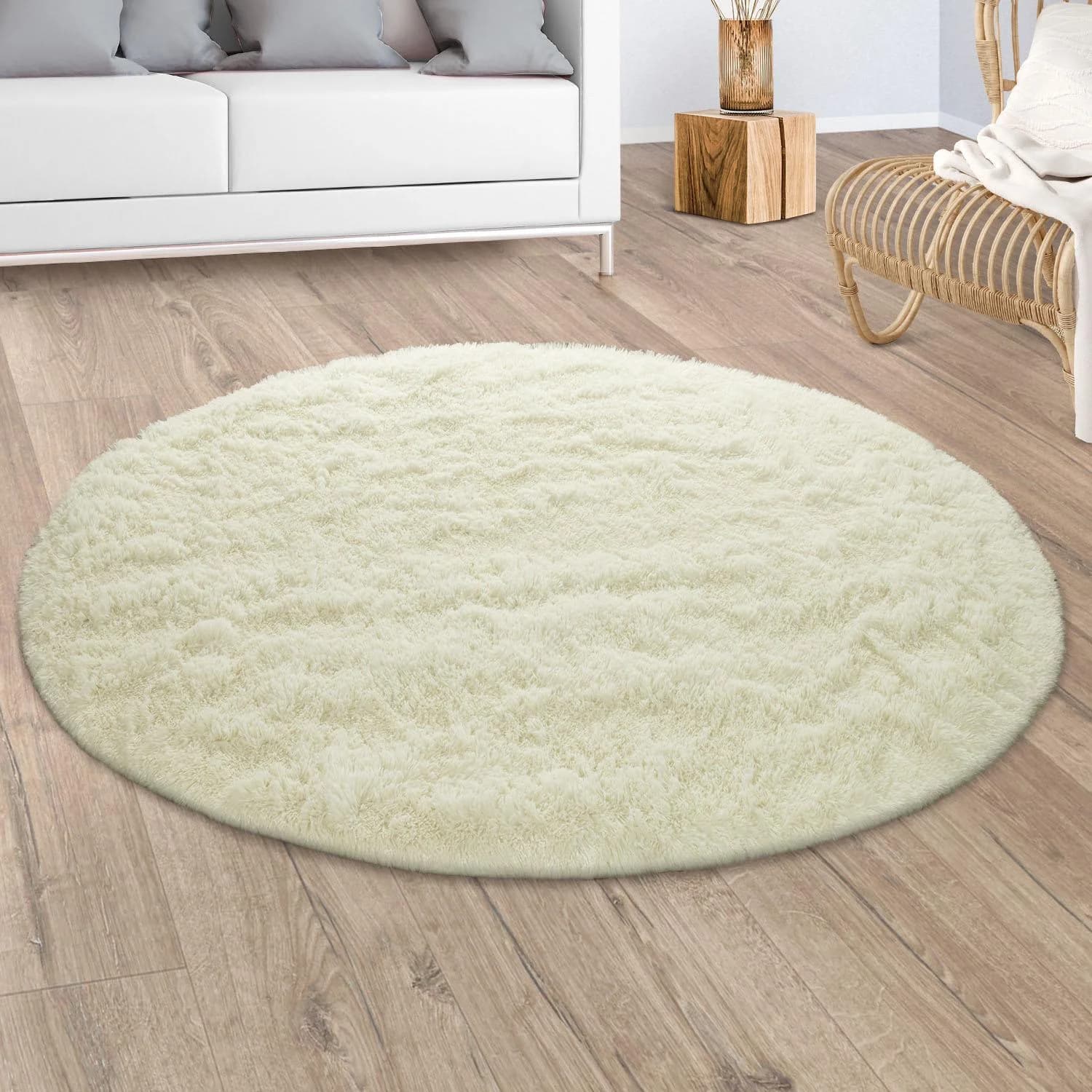 PACO HOME Hochflor-Teppich Silky 591 Vanille Rund Polyester