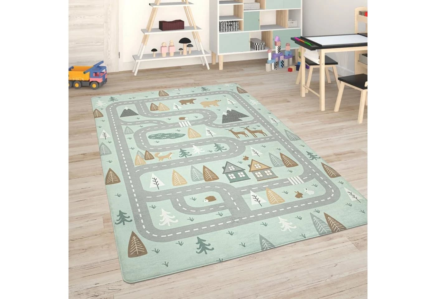 PACO HOME Kinderteppich Chicos 550 türkis-blau Straßenmuster
