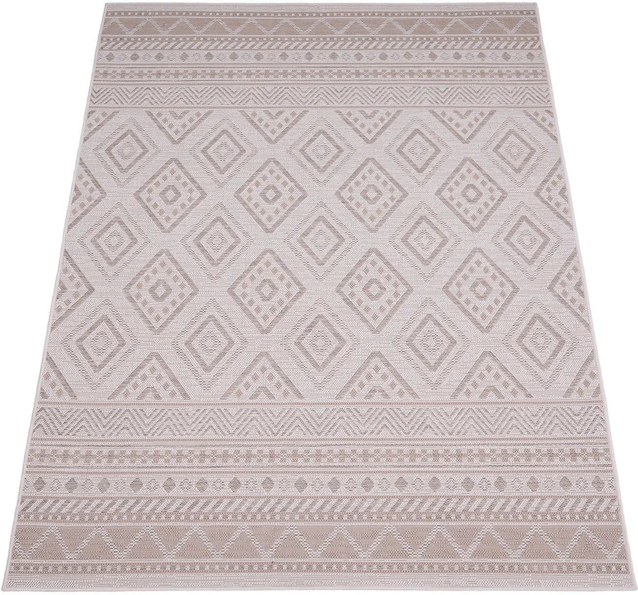 Paco Home Teppich Vermont 184 Beige Rauten Design Outdoor