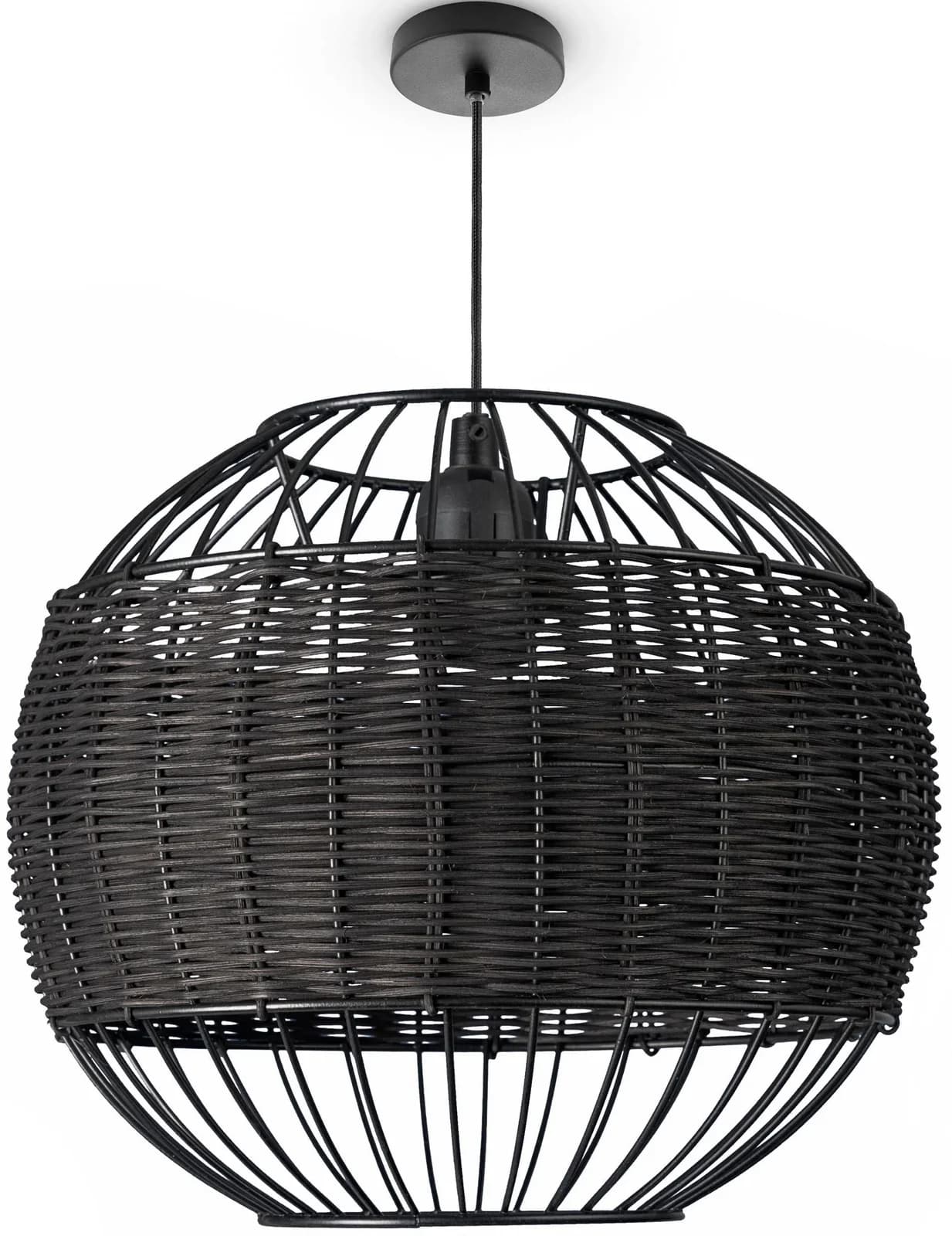 Pendelleuchte aus Rattan und Stahl
