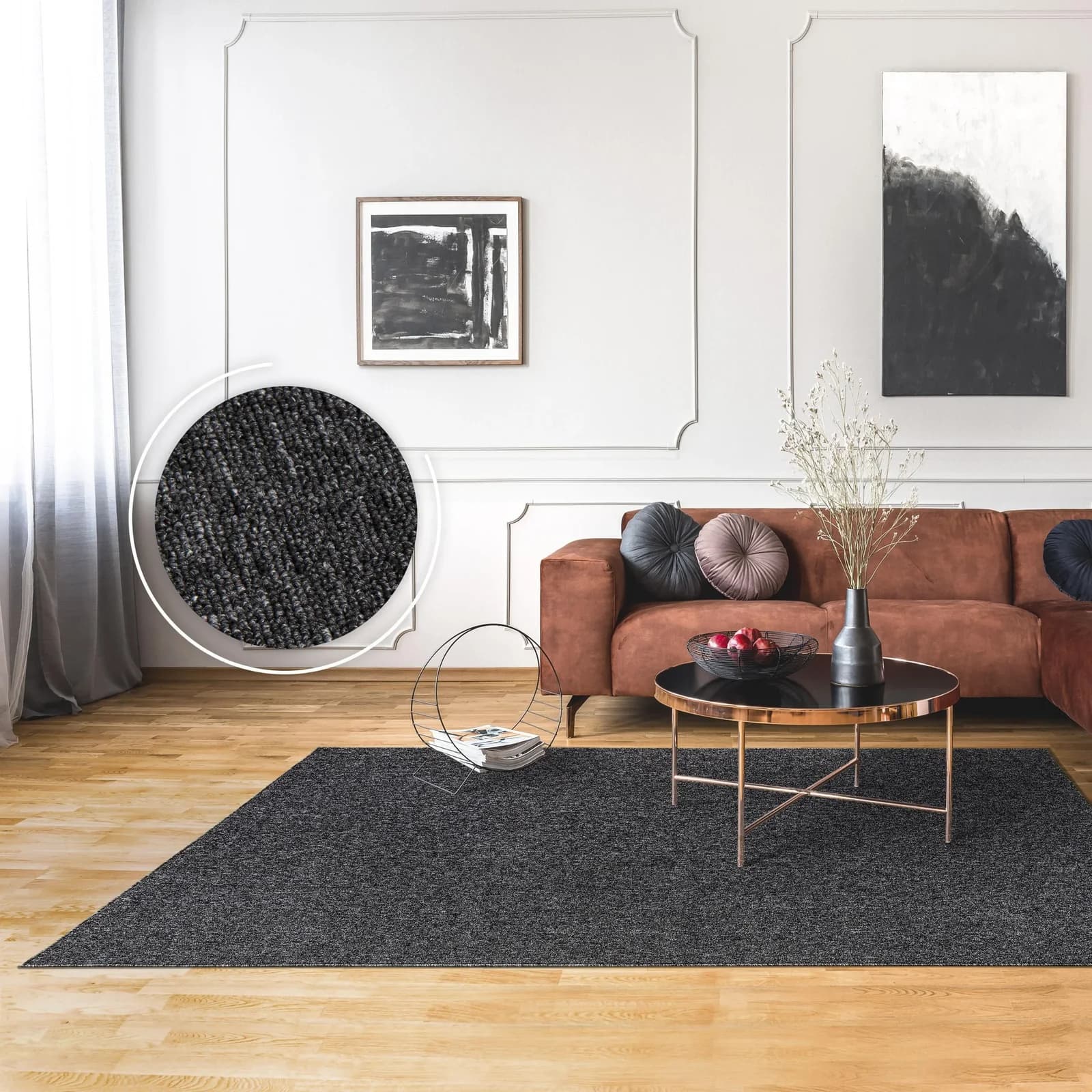 PACO HOME Teppich Barcelona 610 Anthrazit Kurzflor Polypropylen