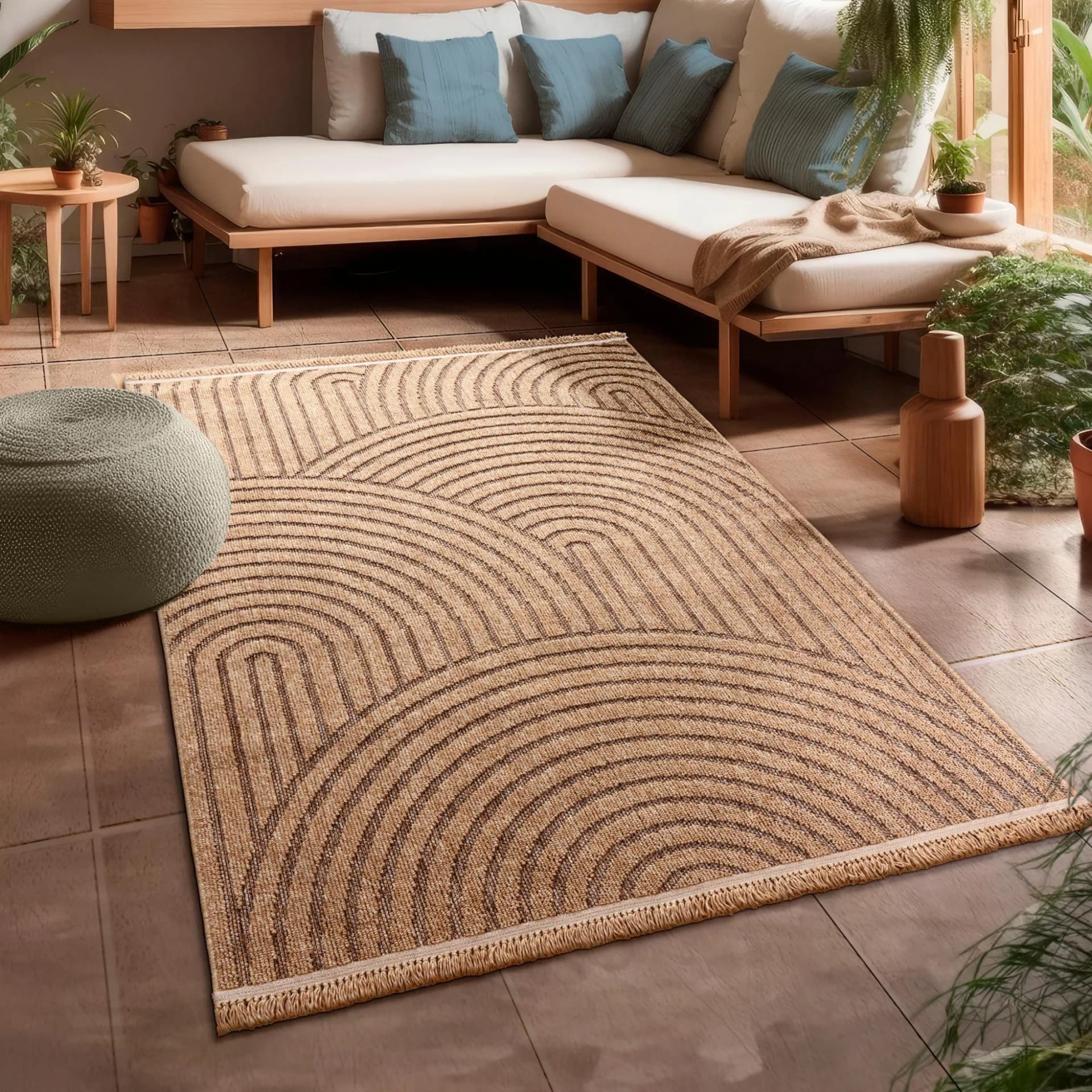 PACO HOME Teppich Cologne 492 Beige Polypropylen Outdoor