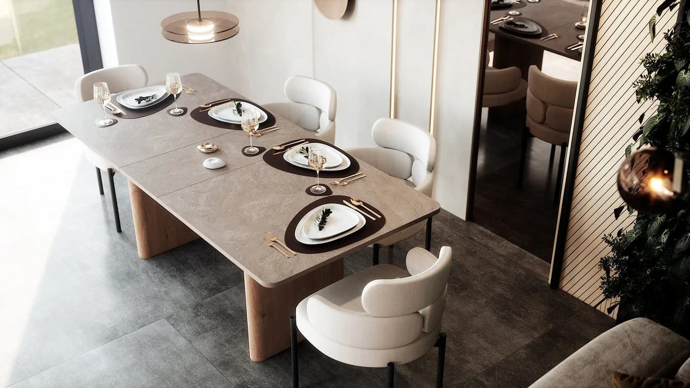 Newroom Esstisch Vilo ausziehbar Sandstein Helle Eiche