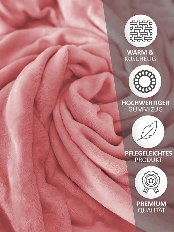 Leonado Vicenti Spannbettlaken Winter Teddy Plüsch Rosa