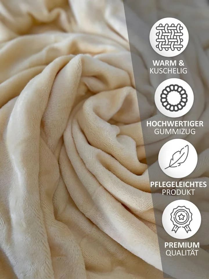 Leonado Vicenti Spannbettlaken Winter Teddy Plüsch Beige