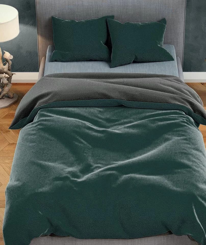 Leonado Vicenti Bettwäsche Winter Teddy Plüsch Fleece 2-teilig Dunkelgrün