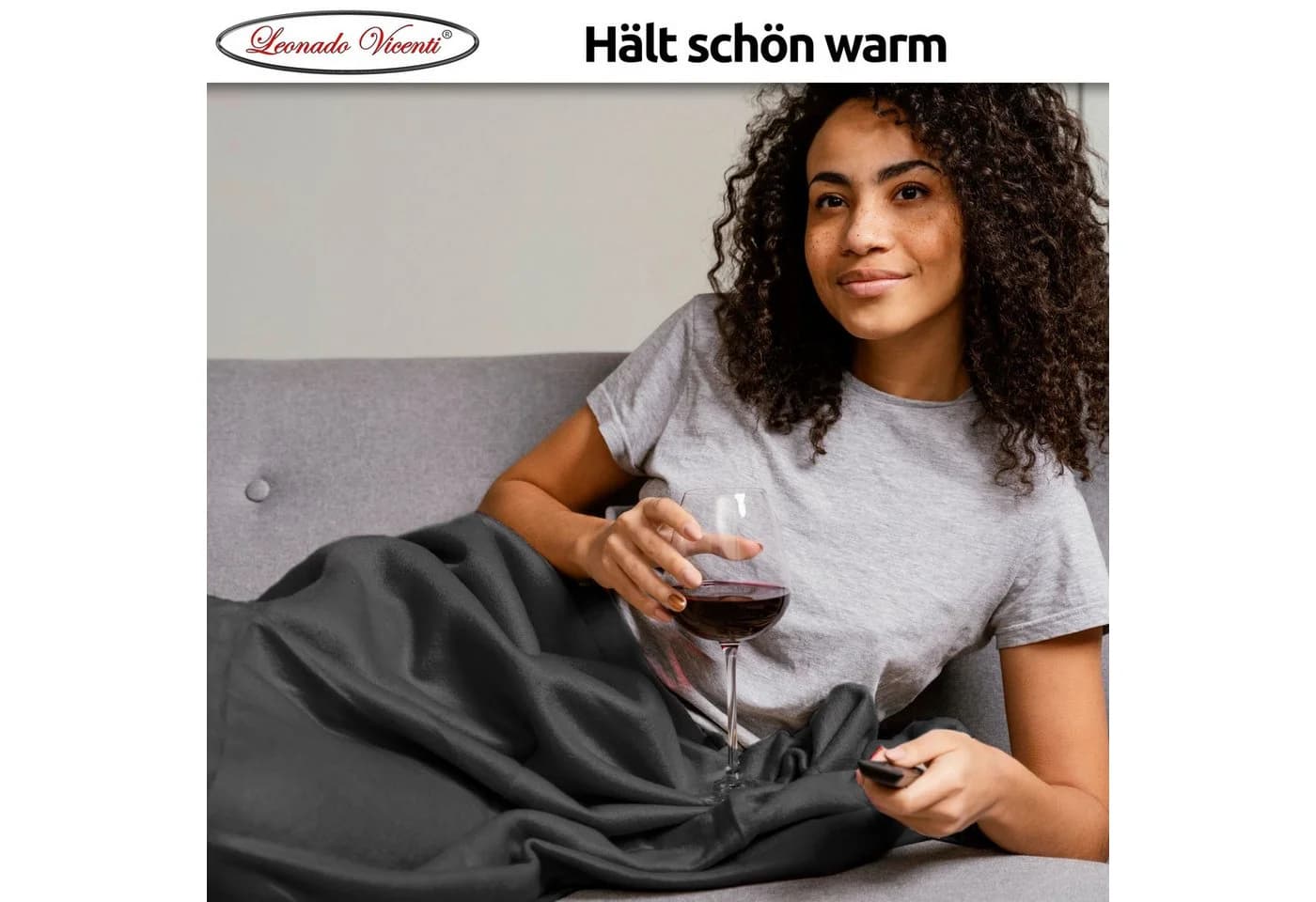 Leonado Vicenti Wohndecke 2er Set Schwarz Kuschelig Warm Fleece