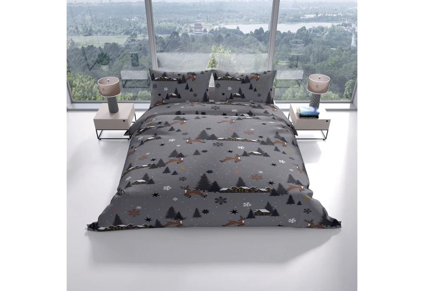 Leonado Vicenti Bettwäsche 135x200 cm Grau Fleece Winter Design