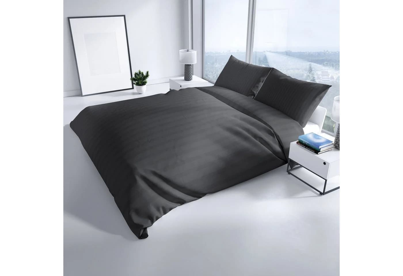 Leonado Vicenti Bettwäsche Satin 4-teilig Grau Streifen Design