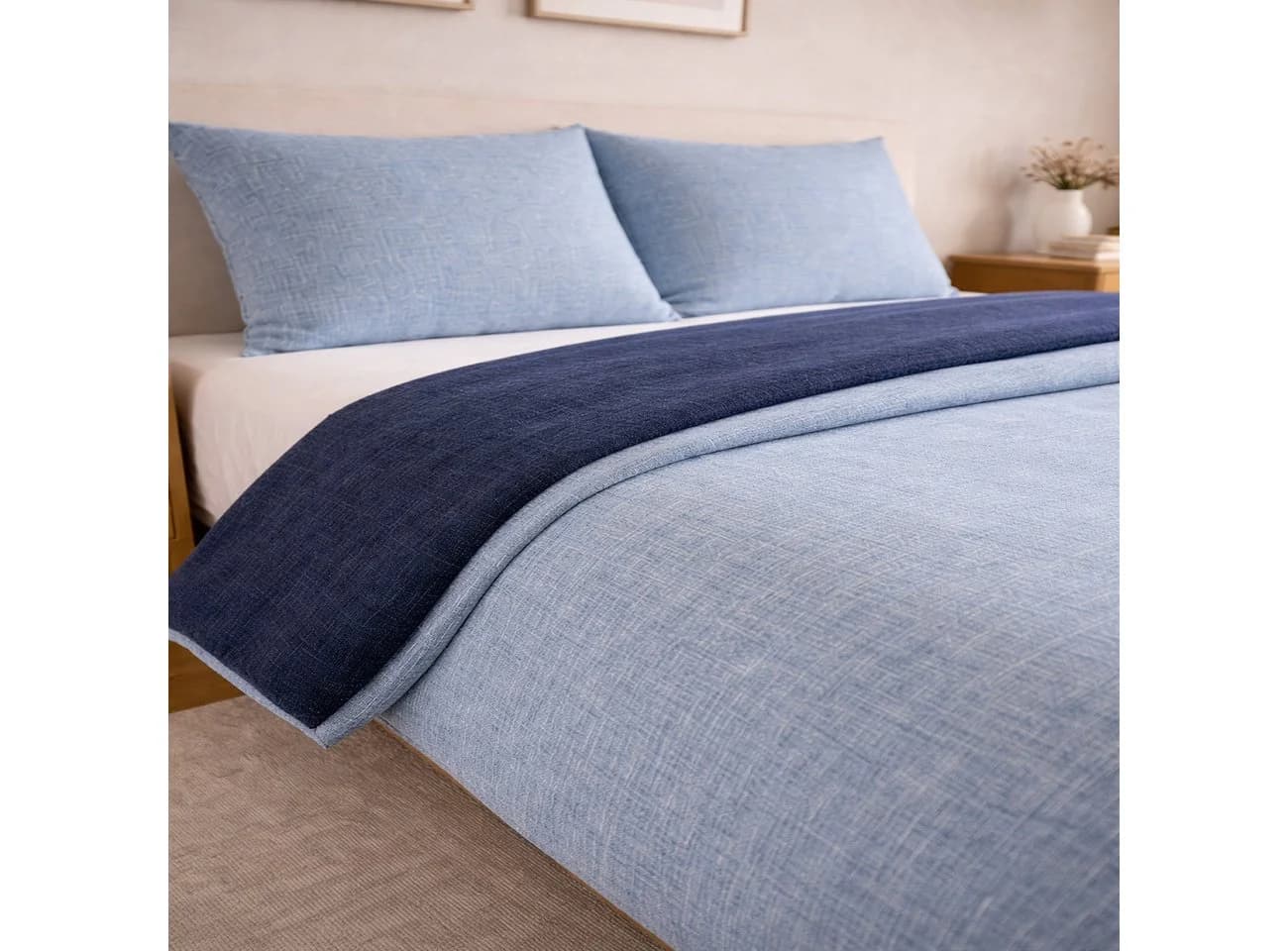 Leonado Vicenti Bettwäsche Renforcé Set 135x200 cm Blau Melange