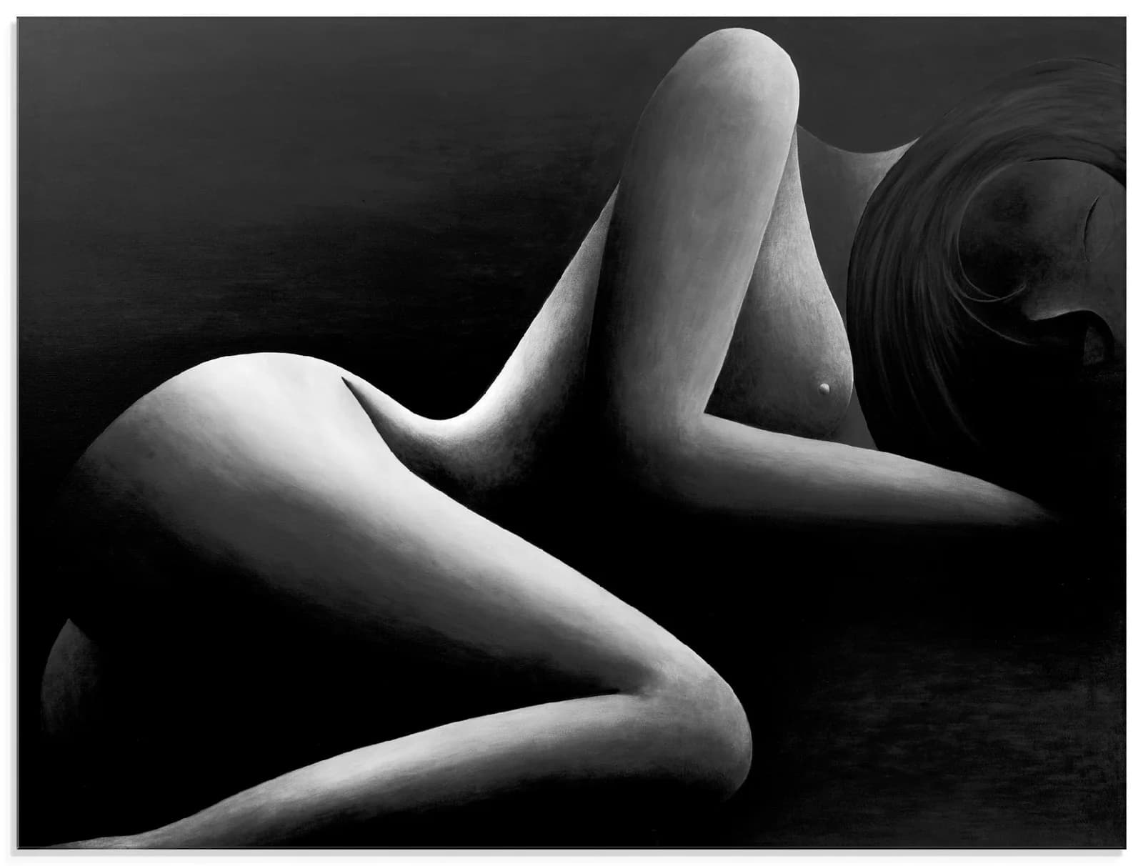 ARTLAND Glasbild Akt Schwarz 80x60 cm