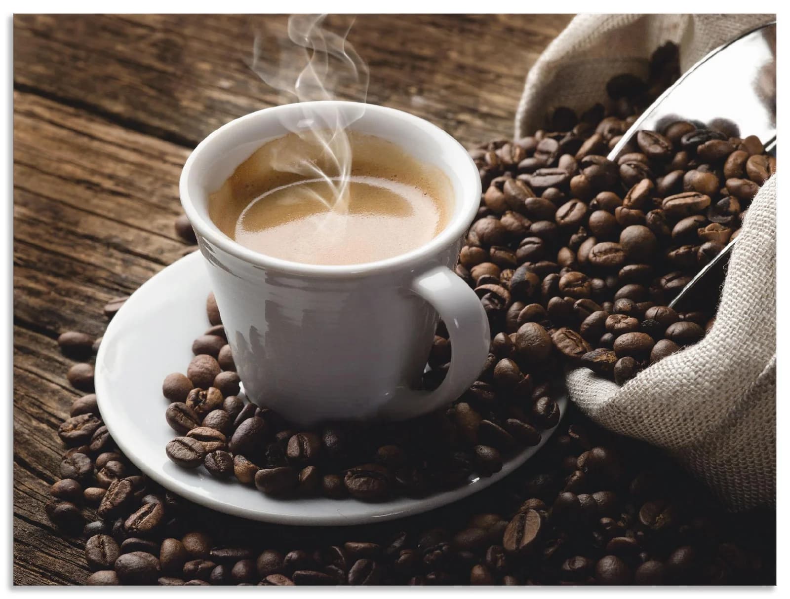 ARTLAND Wandbild Heißer Kaffee Braun 80x60 cm