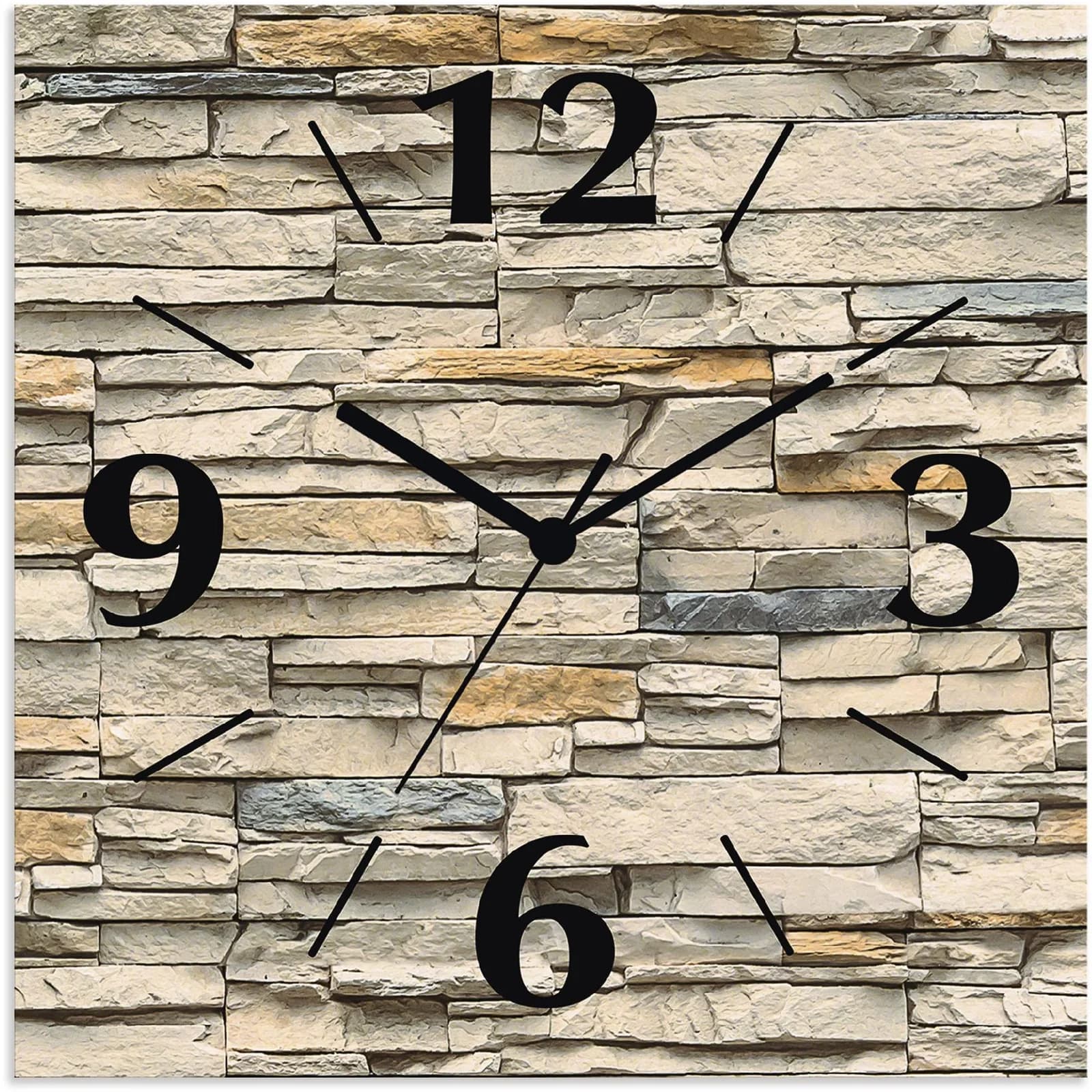 ARTLAND Wanduhr Braune alte Ziegelmauer Beige Aluminium