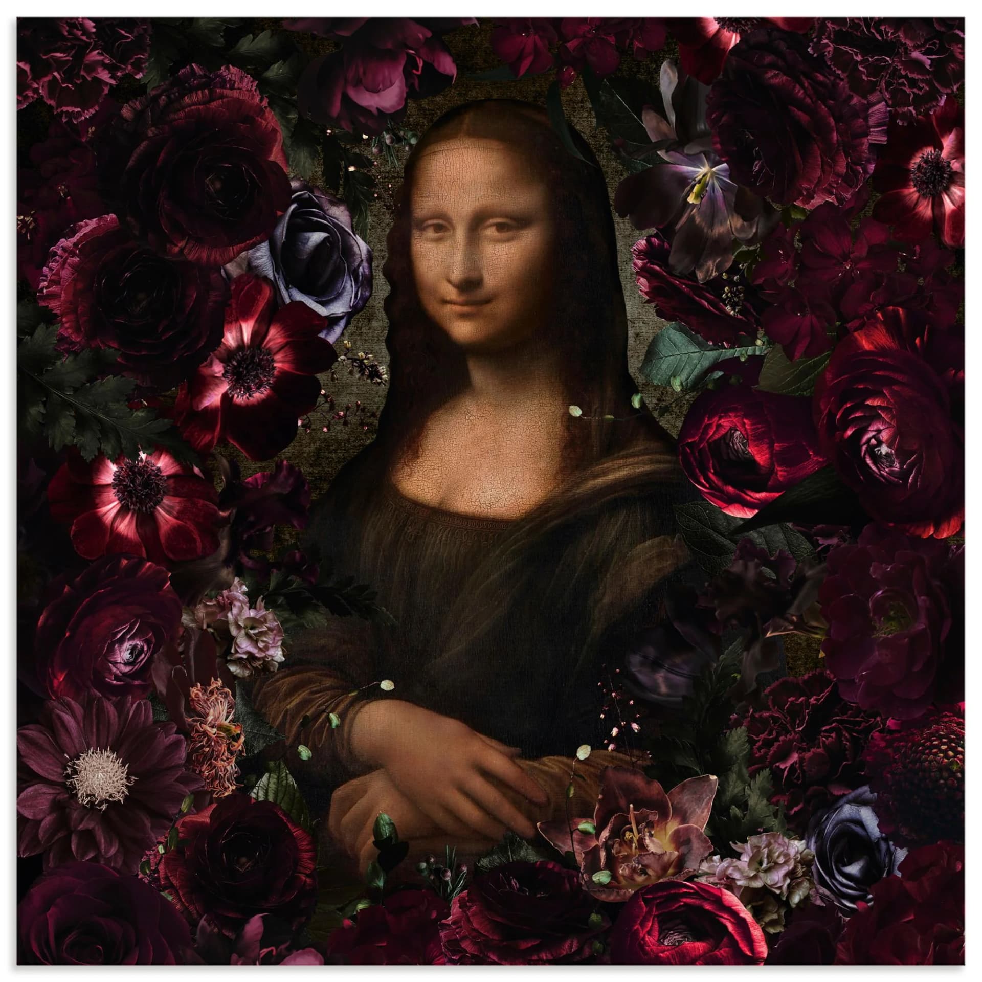 ARTLAND Mona Lisa Da Vinci Adaption Wandbild Schwarz