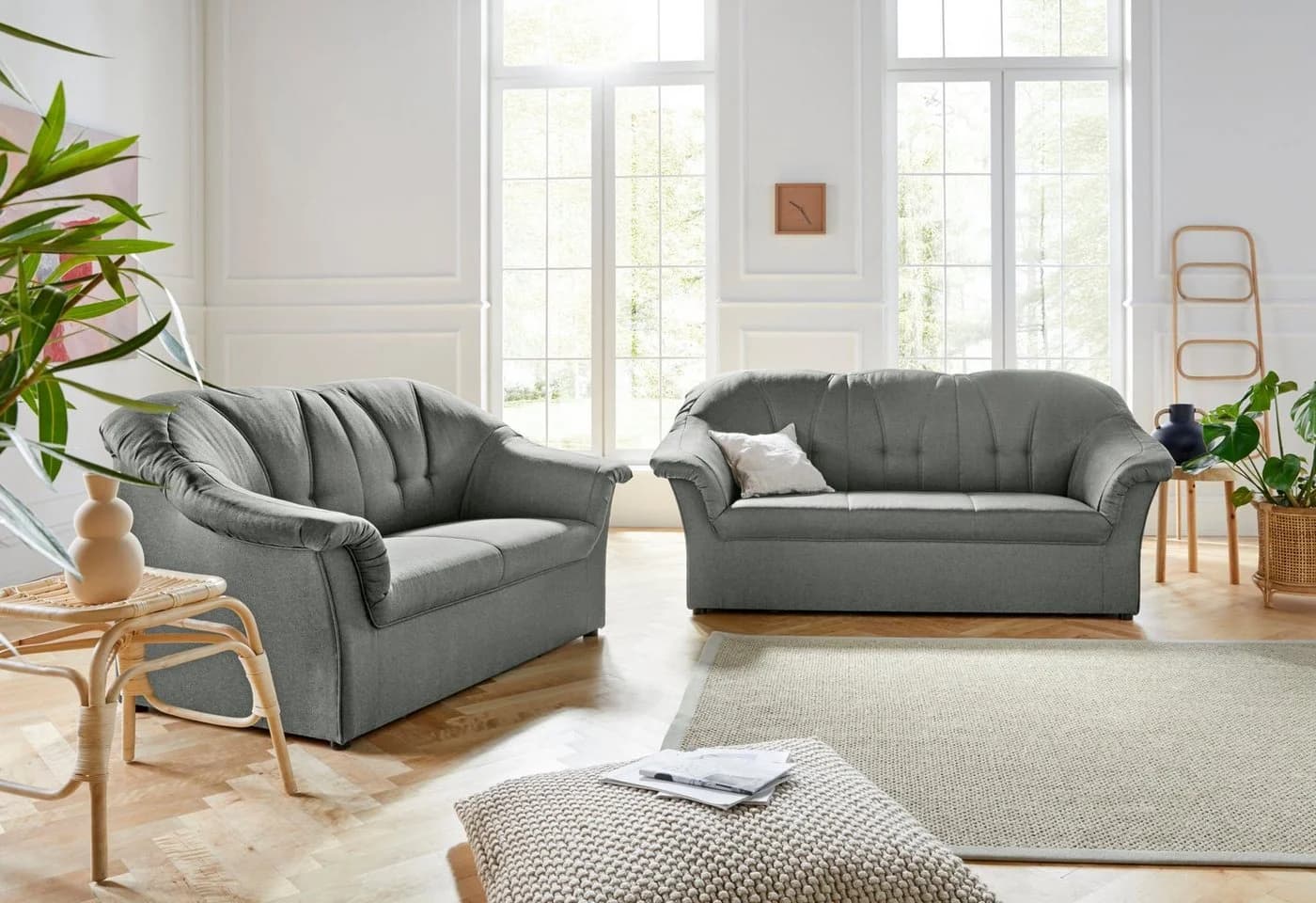 DOMO COLLECTION Polstergarnitur Pegnitz Grau 3-Sitzer & 2-Sitzer Set