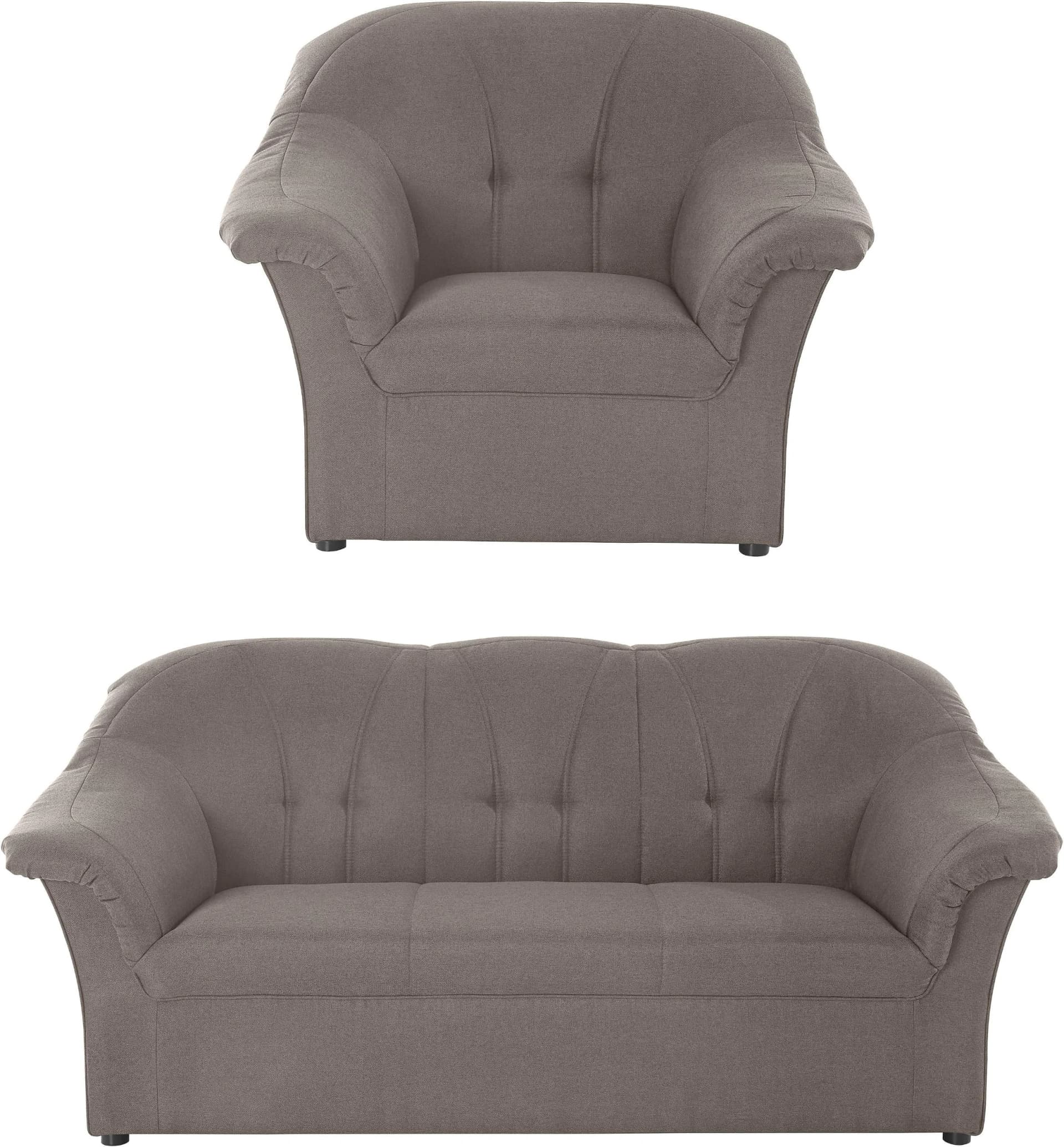 DOMO COLLECTION Polstergarnitur Pegnitz Grau 100% Polyester