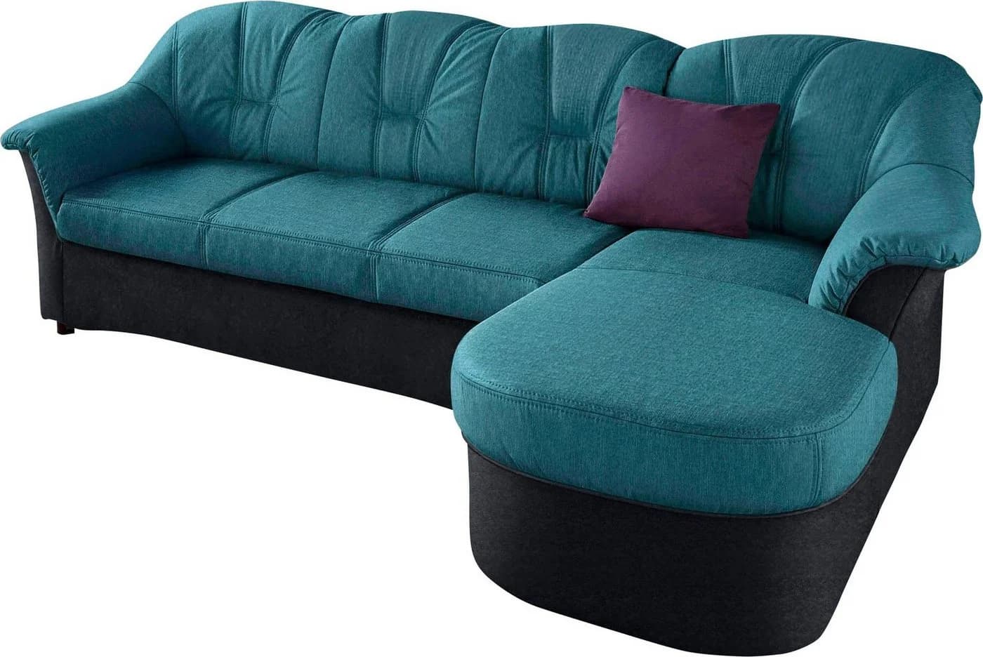 DOMO COLLECTION Ecksofa Flores L-Form Schwarz/Petrol