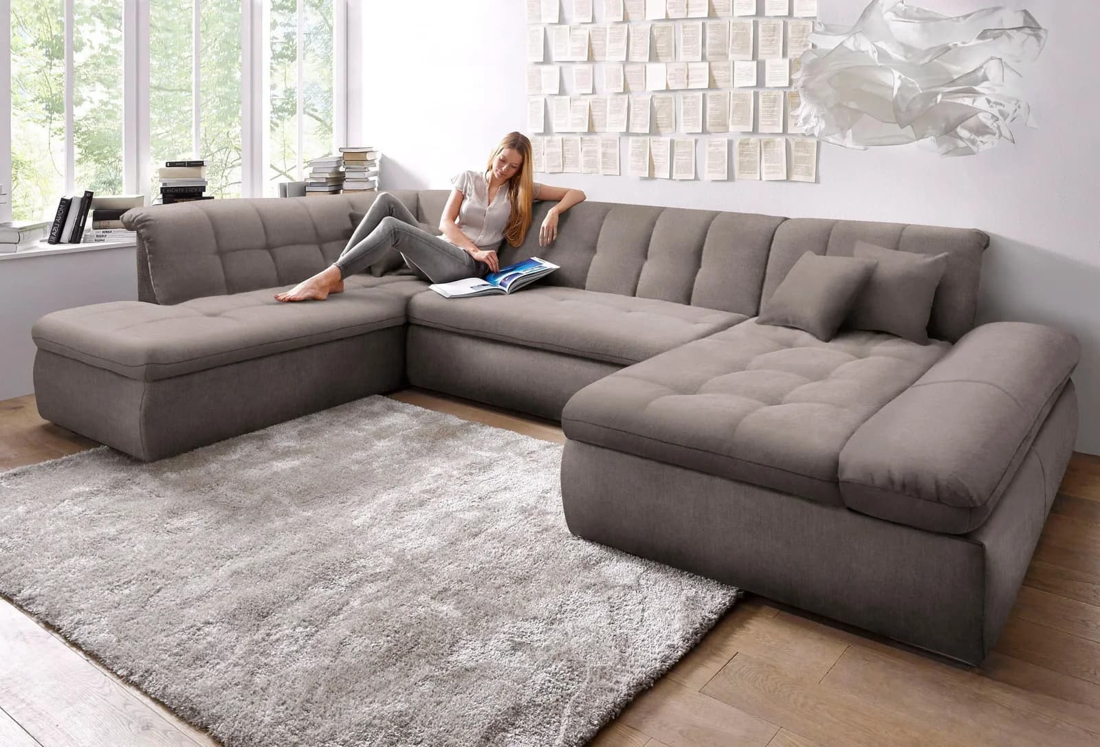 DOMO COLLECTION NMoric Wohnlandschaft U-Form Taupe XXL