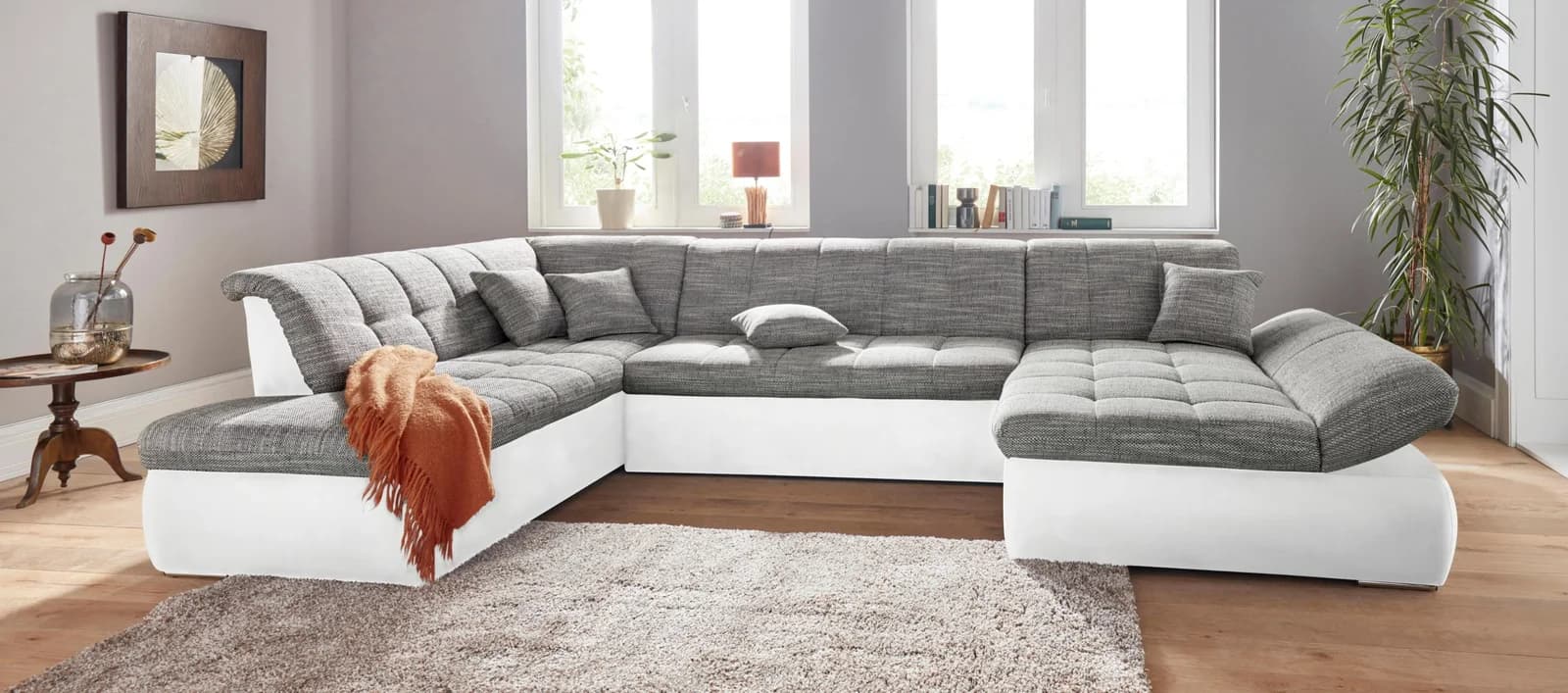 DOMO COLLECTION Wohnlandschaft U-Form mit Bettfunktion und Armteilverstellung