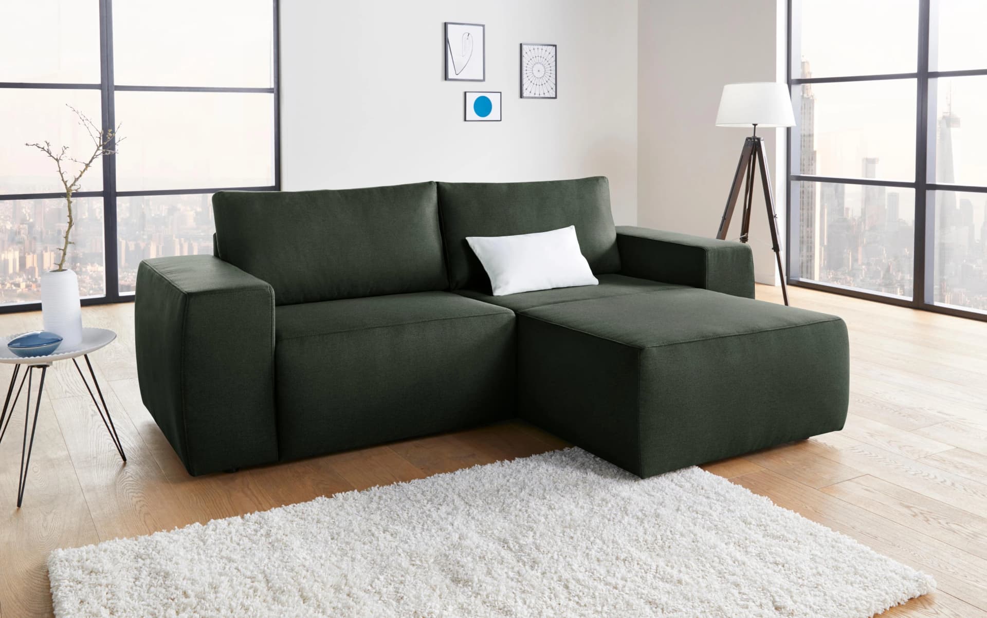 Ecksofa LooksII Kubisch Bequem Strapazierfähige Bezüge Grün LOOKS by Wolfgang Joop
