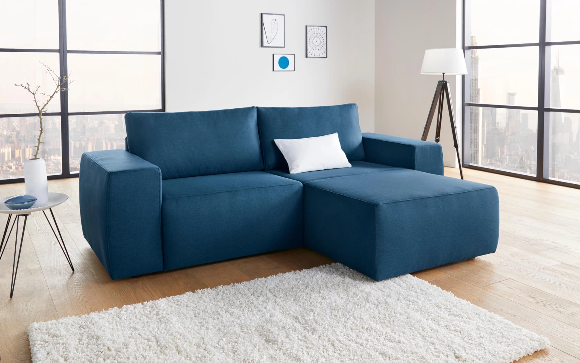 Ecksofa LooksII Kubisch Bequem Strapazierfähige Bezüge L-Form Dunkelblau