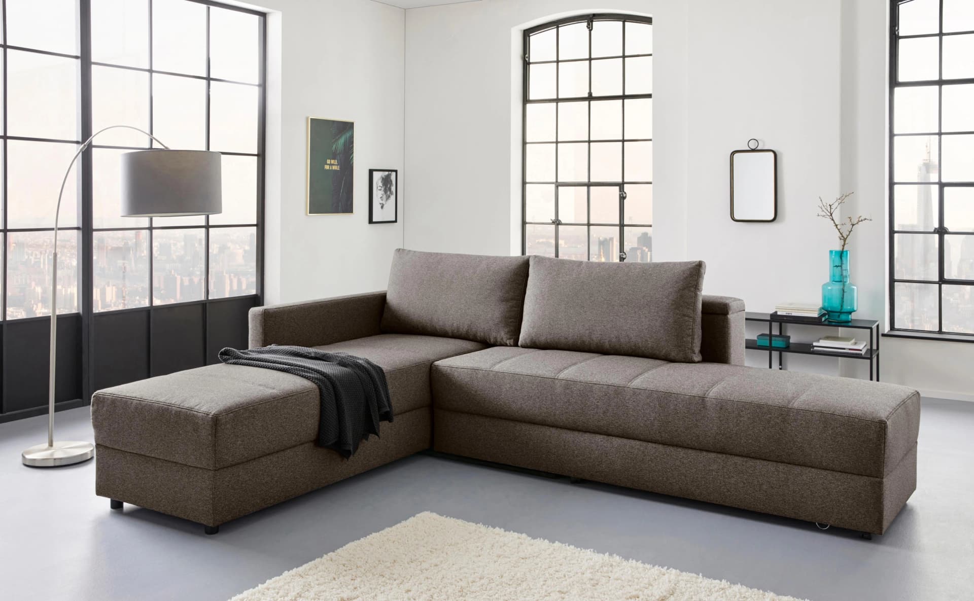 LOOKS by Wolfgang Joop Ecksofa LooksIII L-Form hellgrau mit Bettfunktion