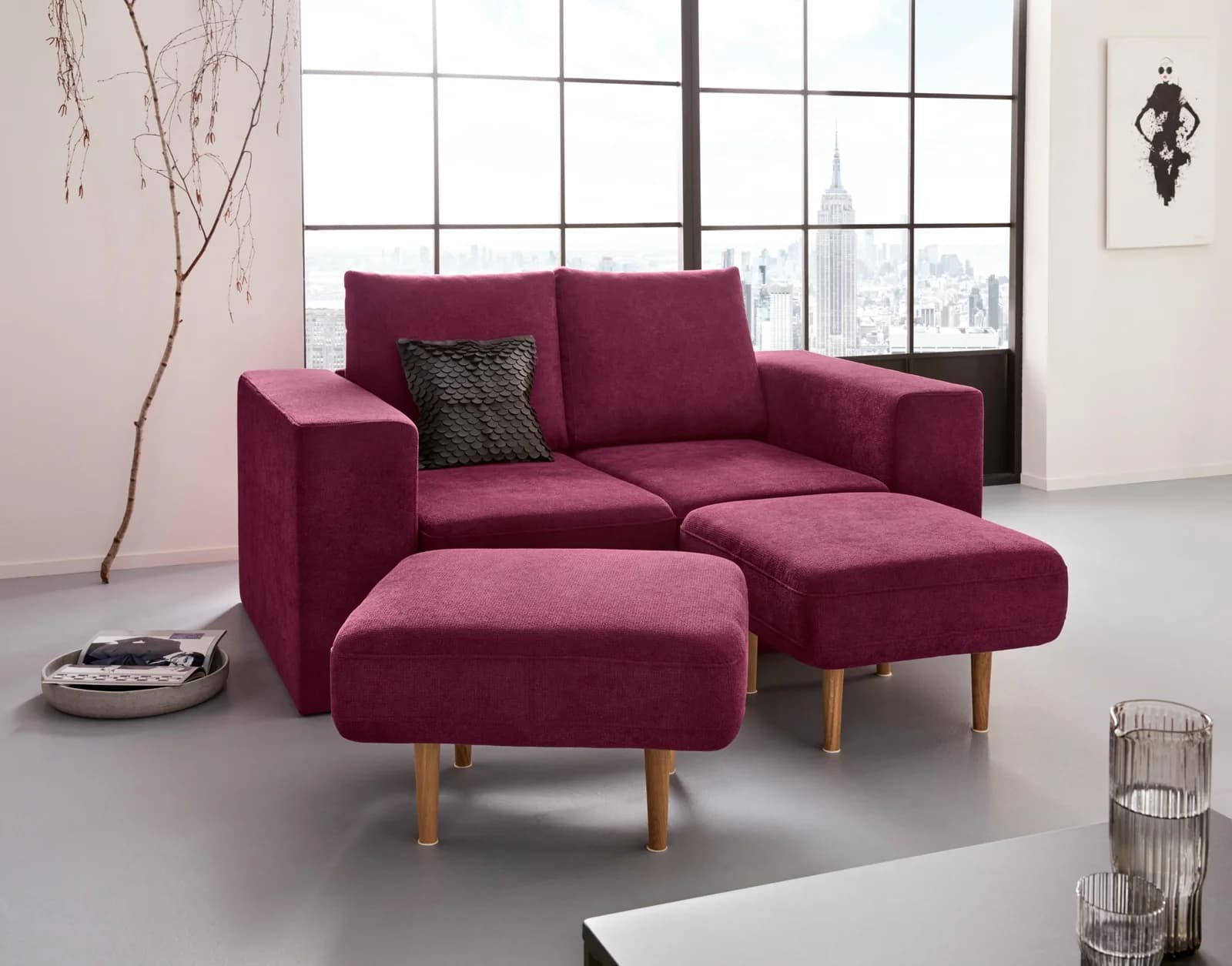 2-Sitzer Sofa Looksv Lila Beere LOOKS by Wolfgang Joop