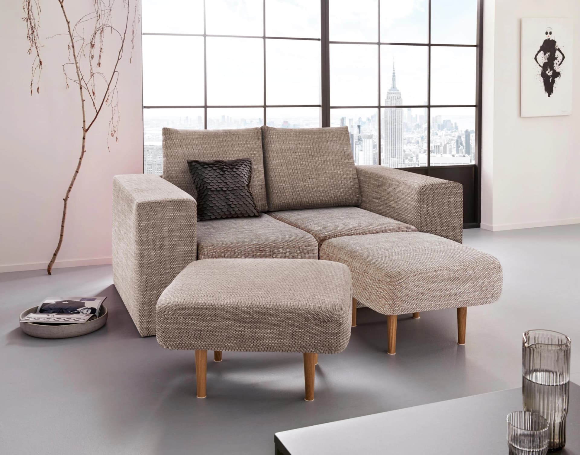 2-Sitzer Sofa Looksv Beige-Braun LOOKS by Wolfgang Joop