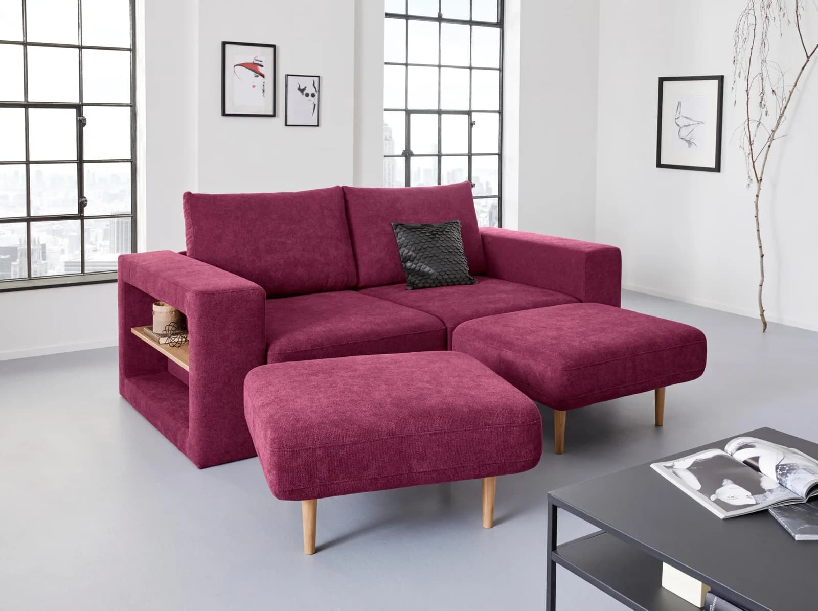 3-Sitzer Sofa "Looksvb" Lila LOOKS by Wolfgang Joop