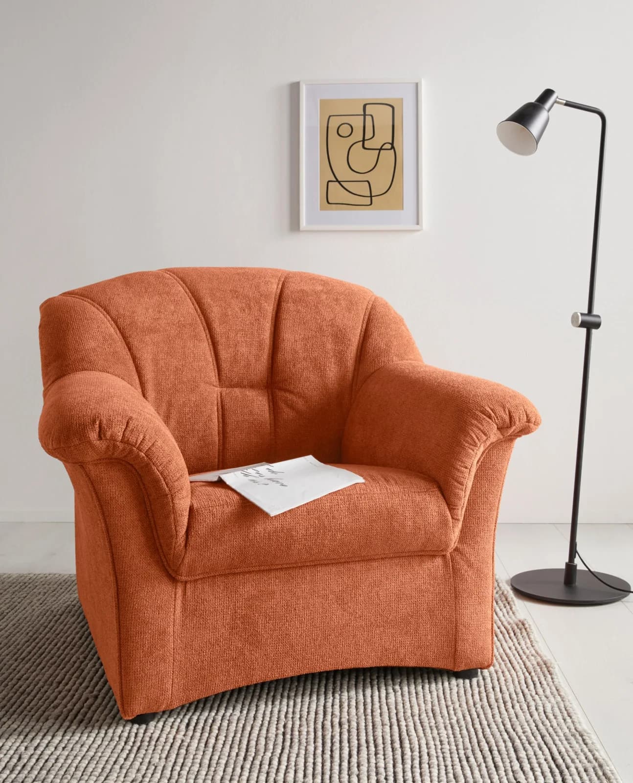 DOMO COLLECTION Sessel Papenburg Orange Terra Rückensteppung