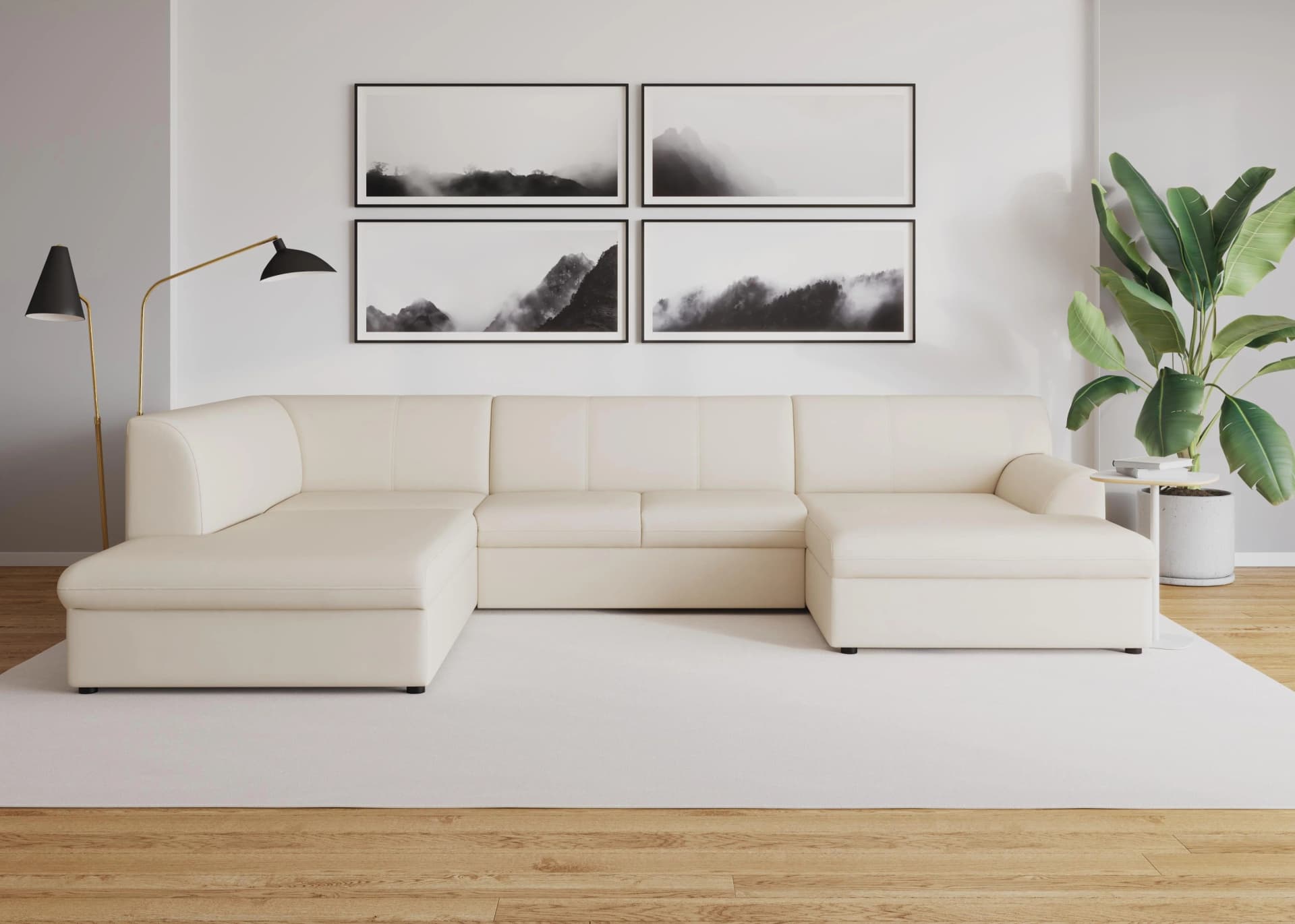 DOMO COLLECTION Wohnlandschaft Topper U-Form Beige mit Bettfunktion
