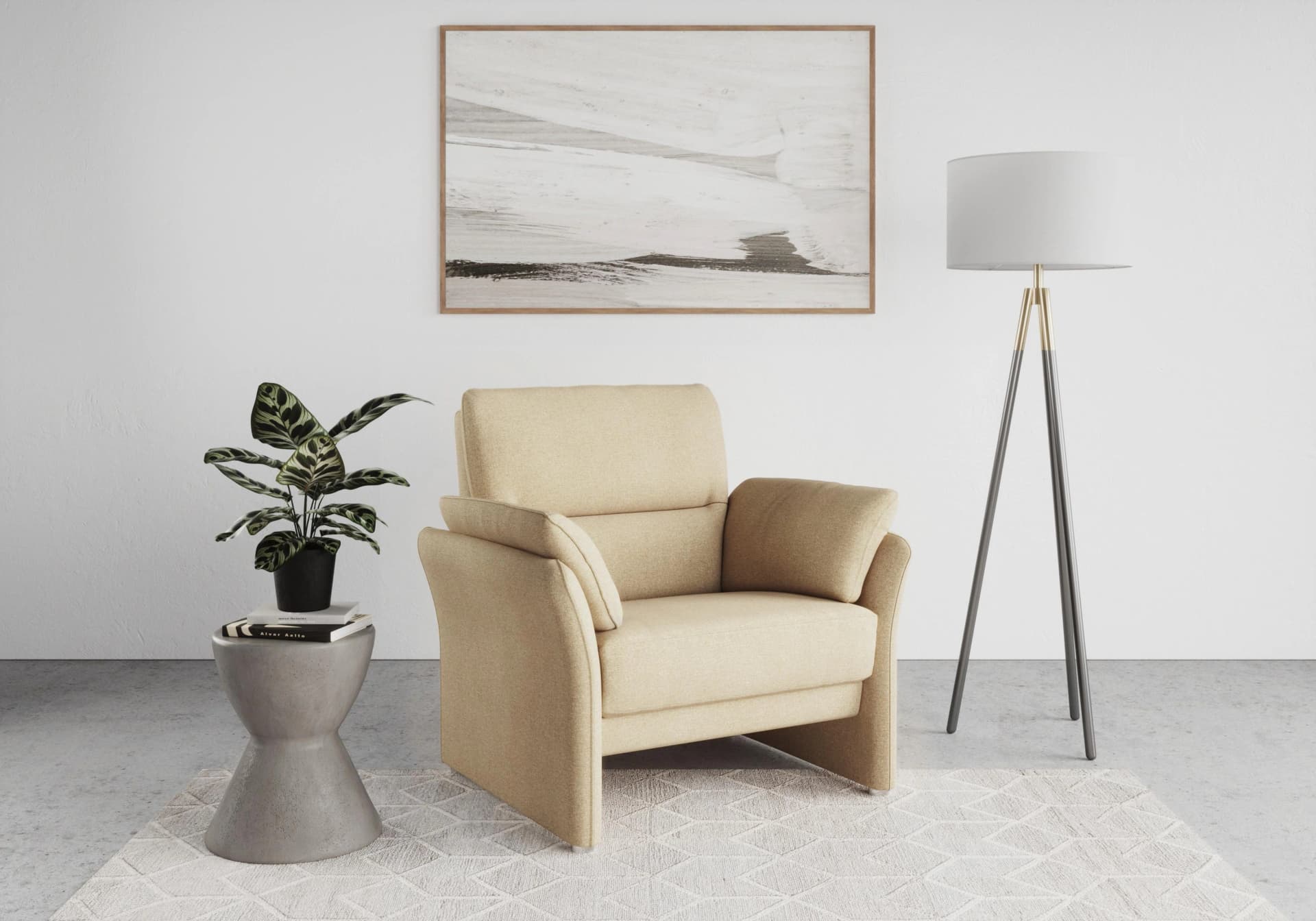 DOMO COLLECTION Sessel Pina Beige Clubsessel mit Federkern