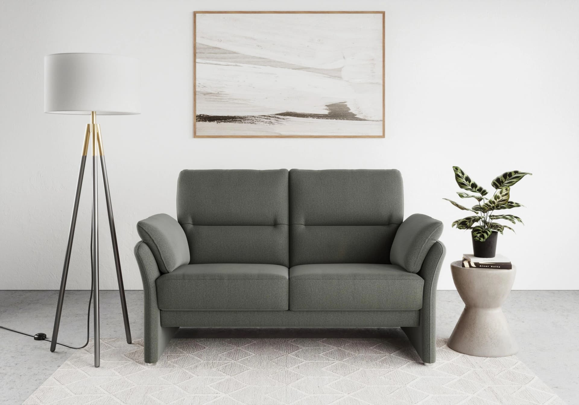 DOMO COLLECTION Pina 2-Sitzer Sofa Dunkelgrün Microfaser