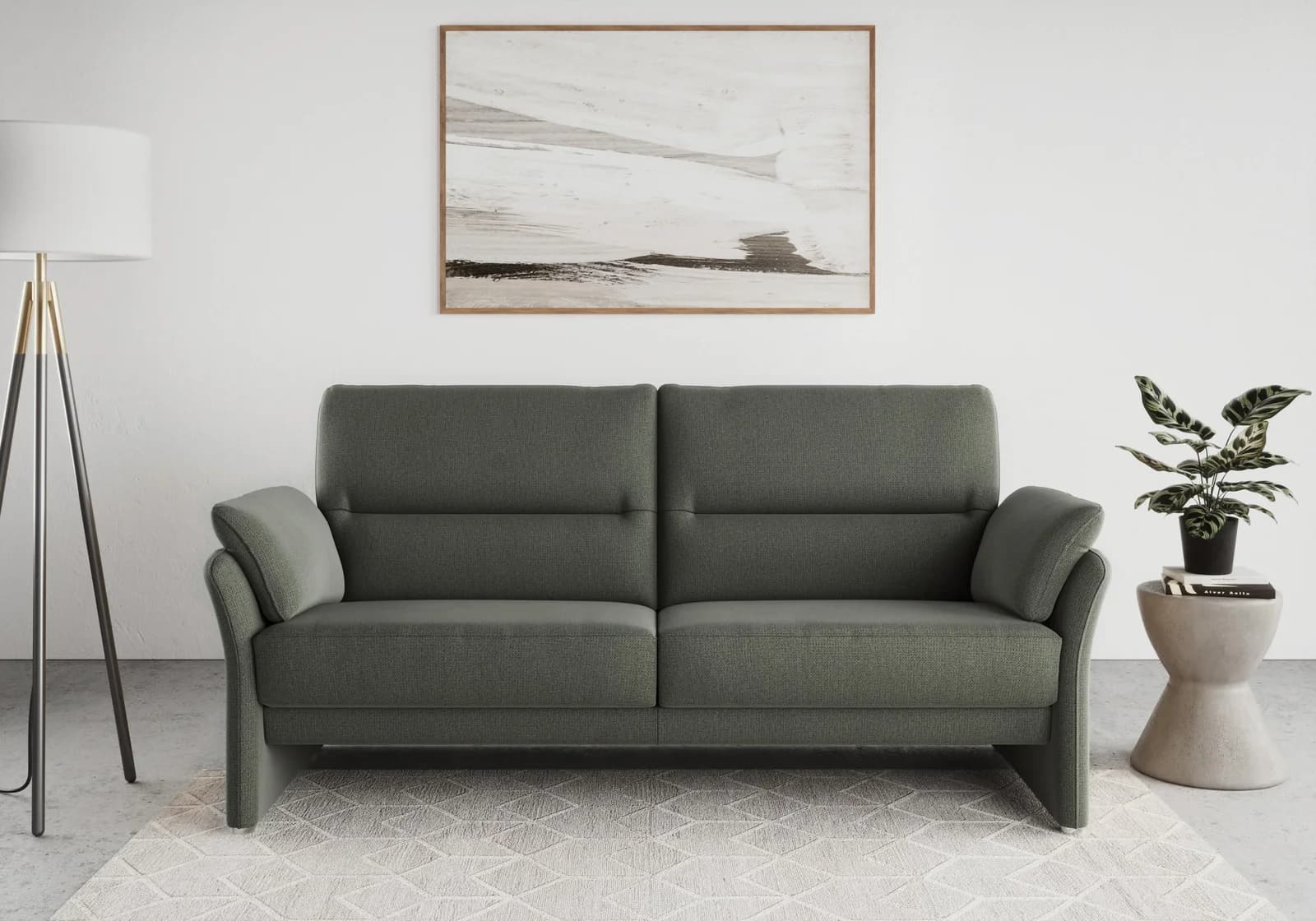 DOMO COLLECTION Pina 2,5-Sitzer Sofa Dunkelgrün Microfaser