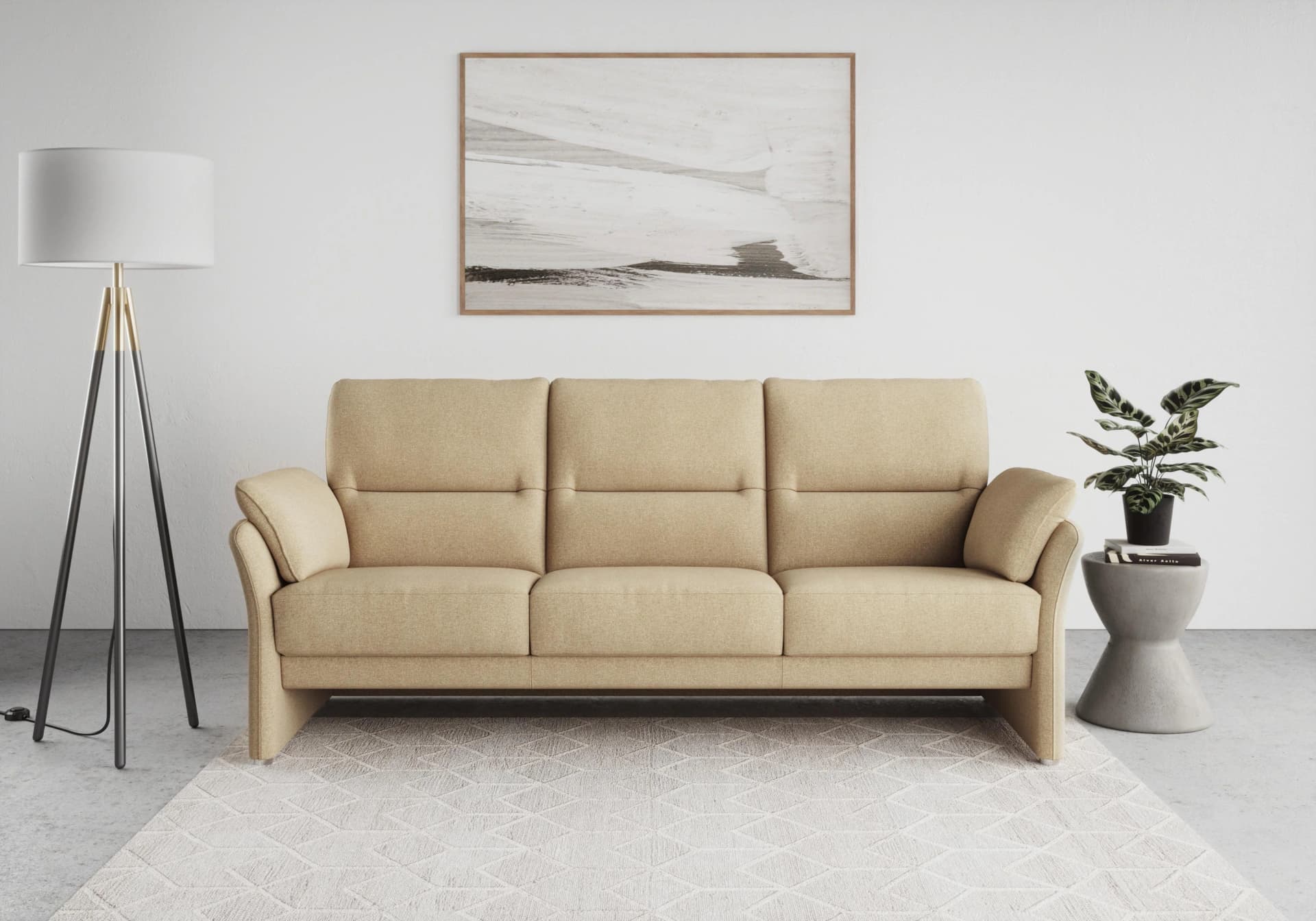 DOMO COLLECTION Pina 3-Sitzer Sofa Beige Kompakt