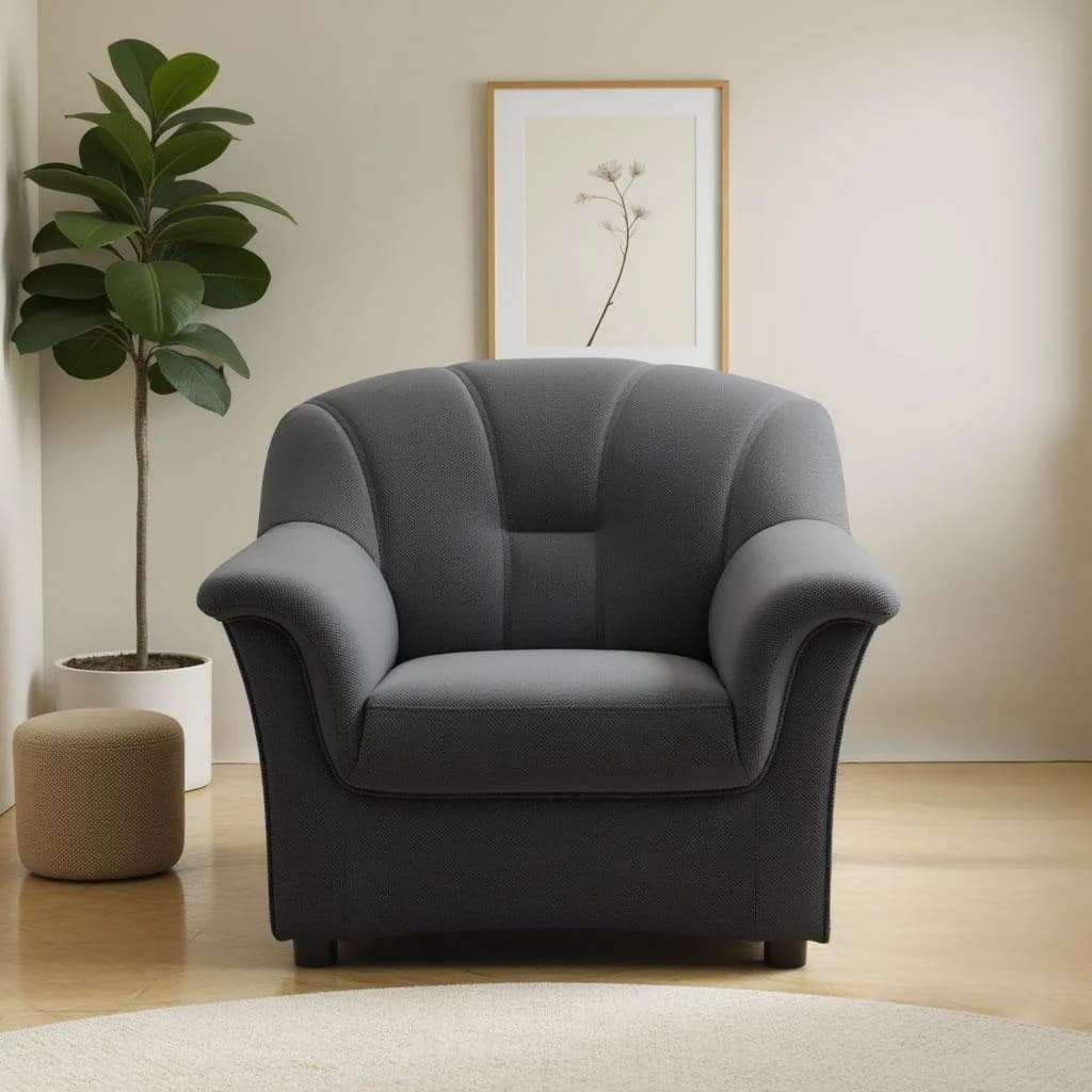 DOMO COLLECTION Flores Sessel Dunkelgrau Microfaser