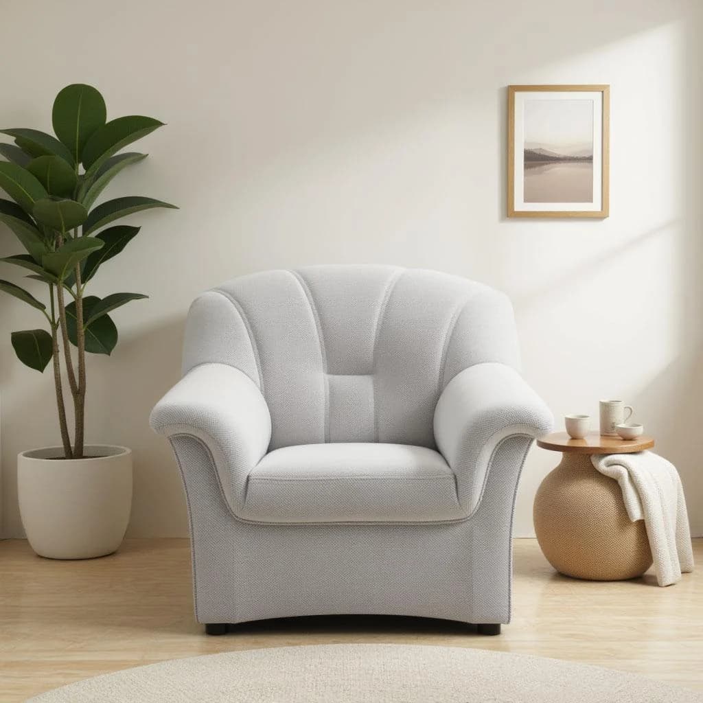 DOMO COLLECTION Sessel Flores Silber Microfaser