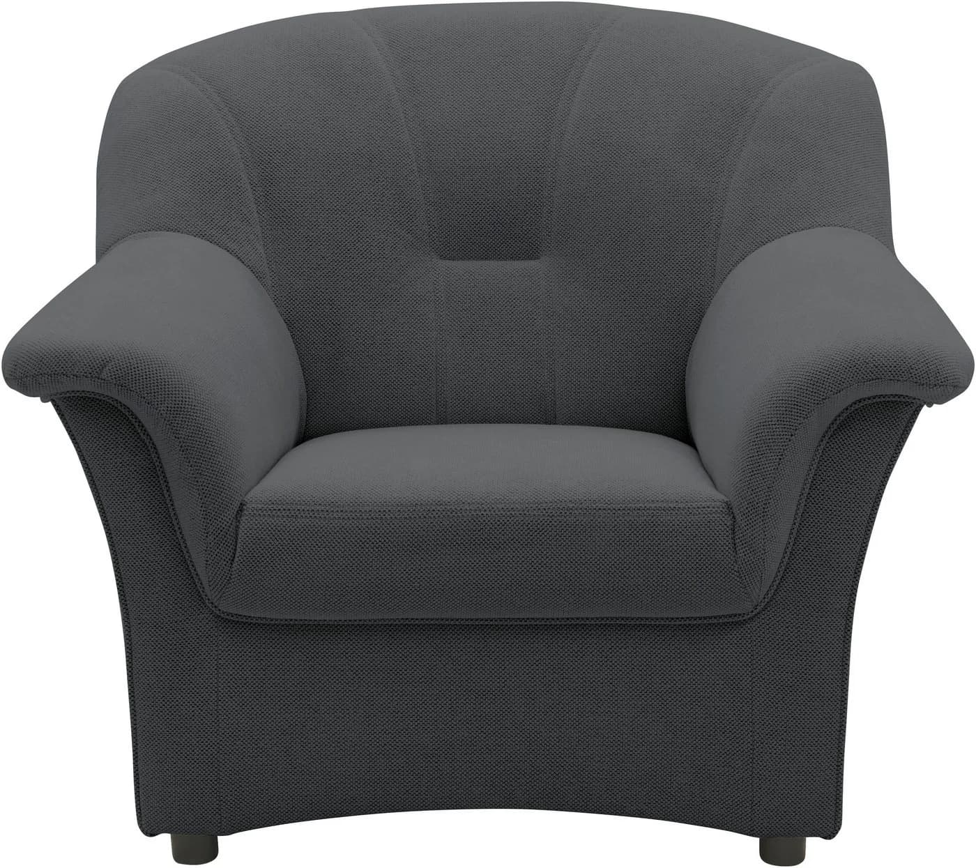 DOMO COLLECTION Flores Sessel Dunkelgrau mit Federkern