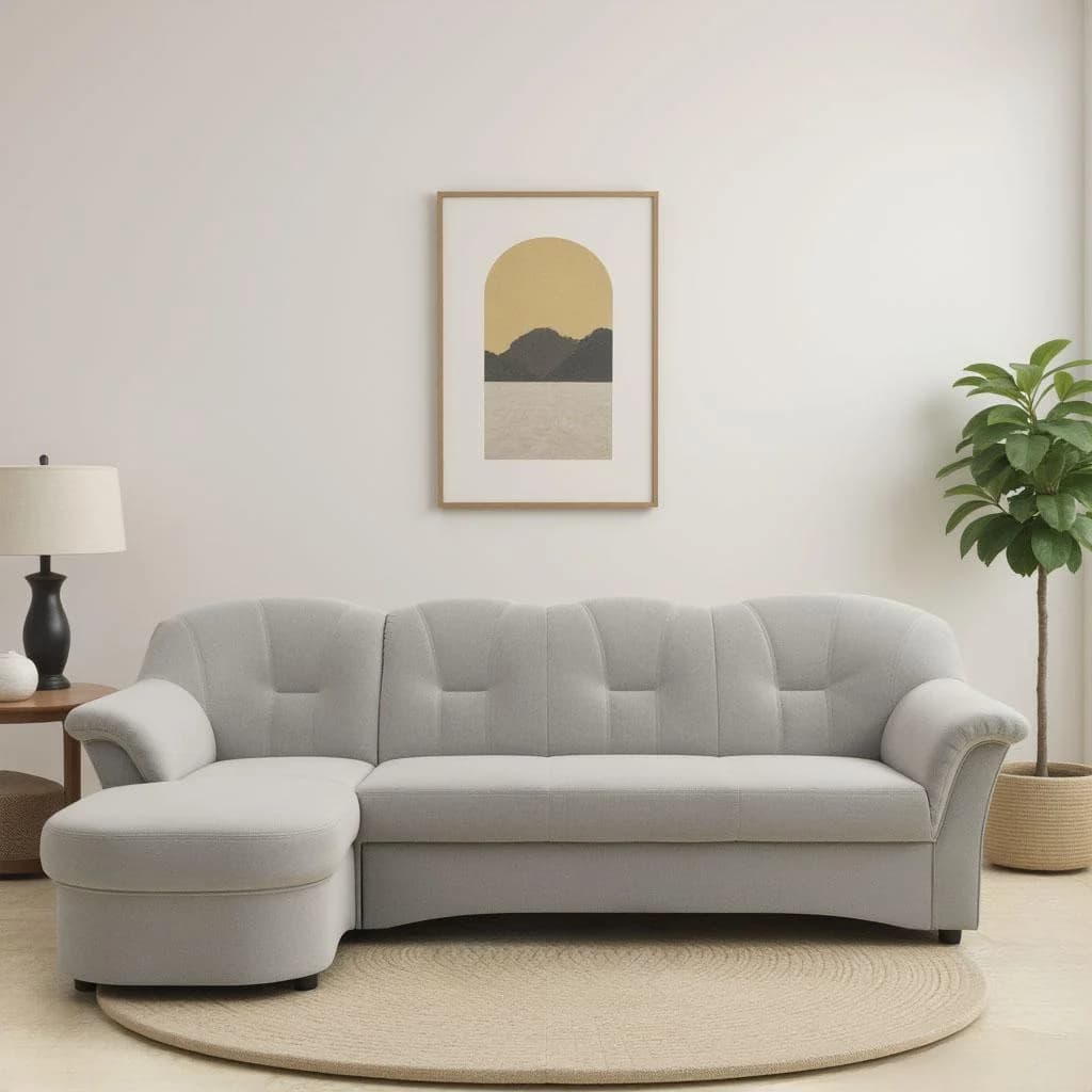 DOMO COLLECTION Flores Ecksofa L-Form Silber Microfaser