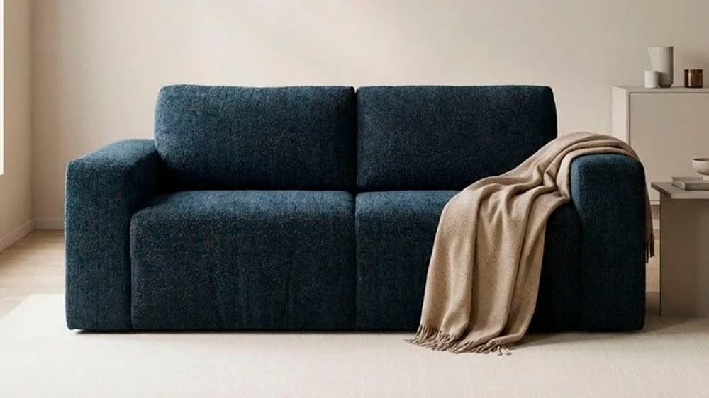 DOMO COLLECTION 2-Sitzer Sofa Ausziehbar Blau - Schlaffunktion