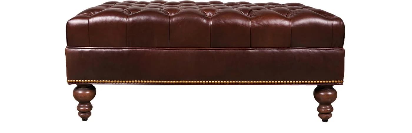 JVmoebel Polsterhocker Chesterfield Braun Leder & Textil