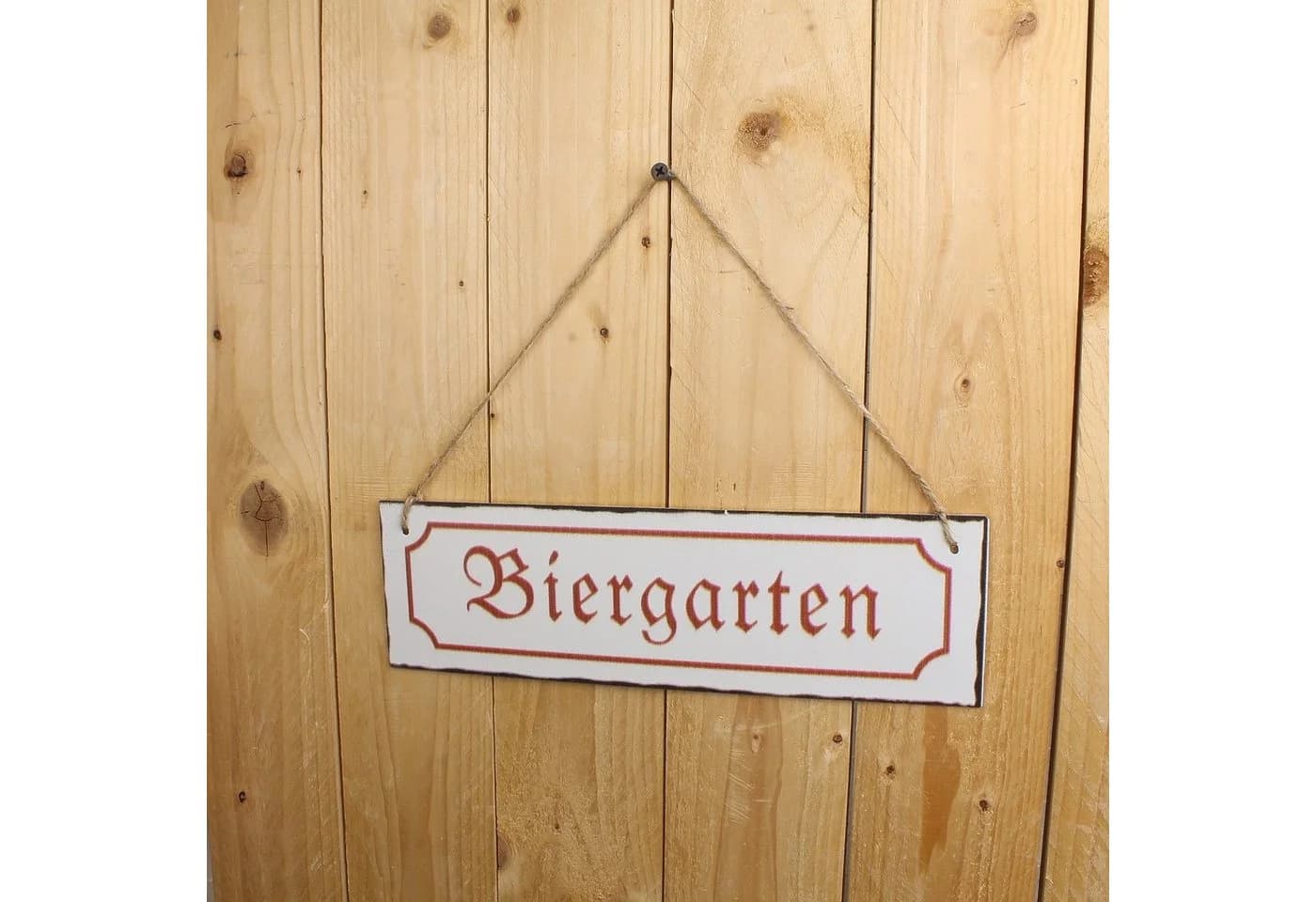 Macosa Home Vintage Blechschild Biergarten Weiß/Rot
