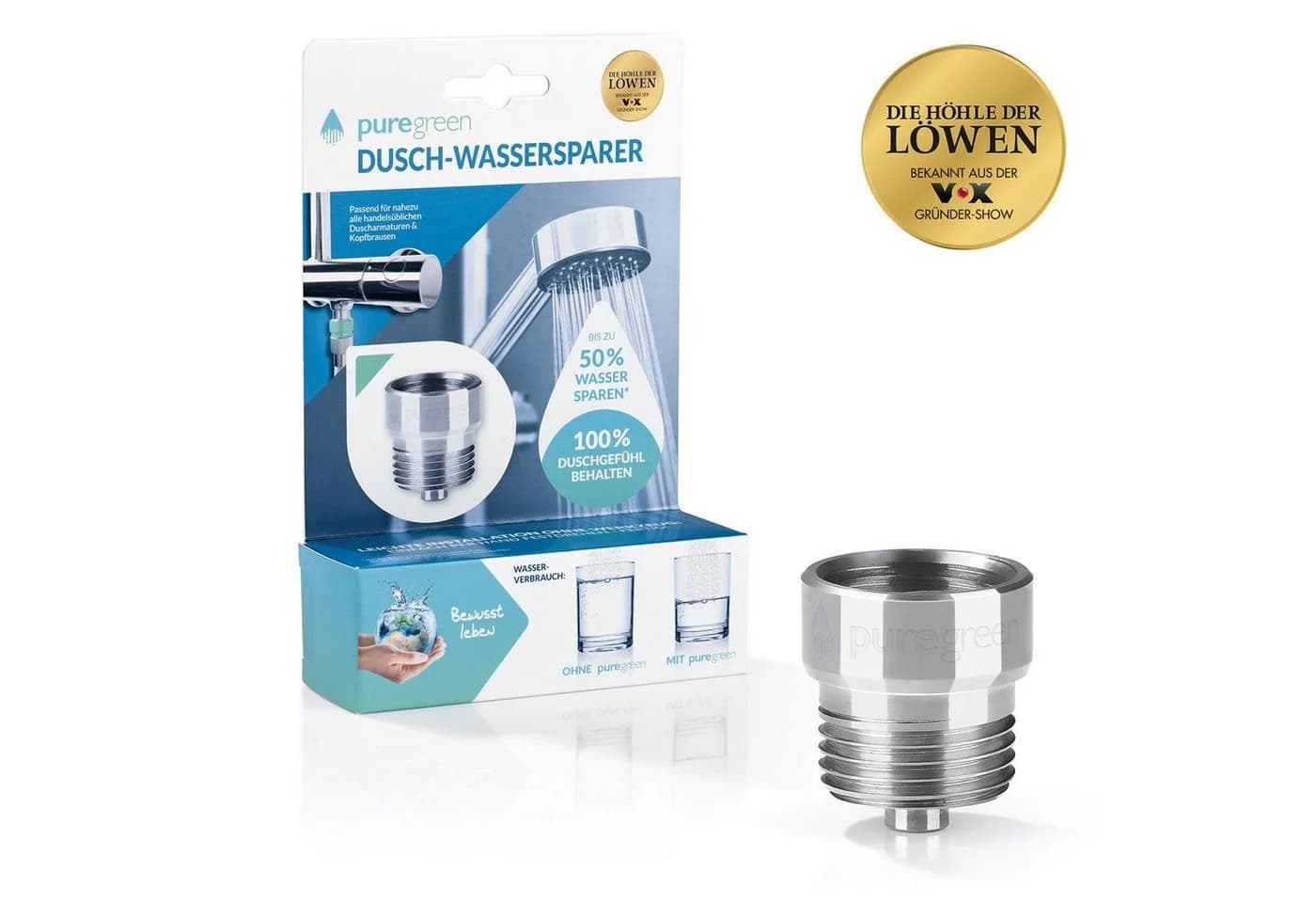puregreen Duscharmatur Wassersparer Venturi Effekt Silber
