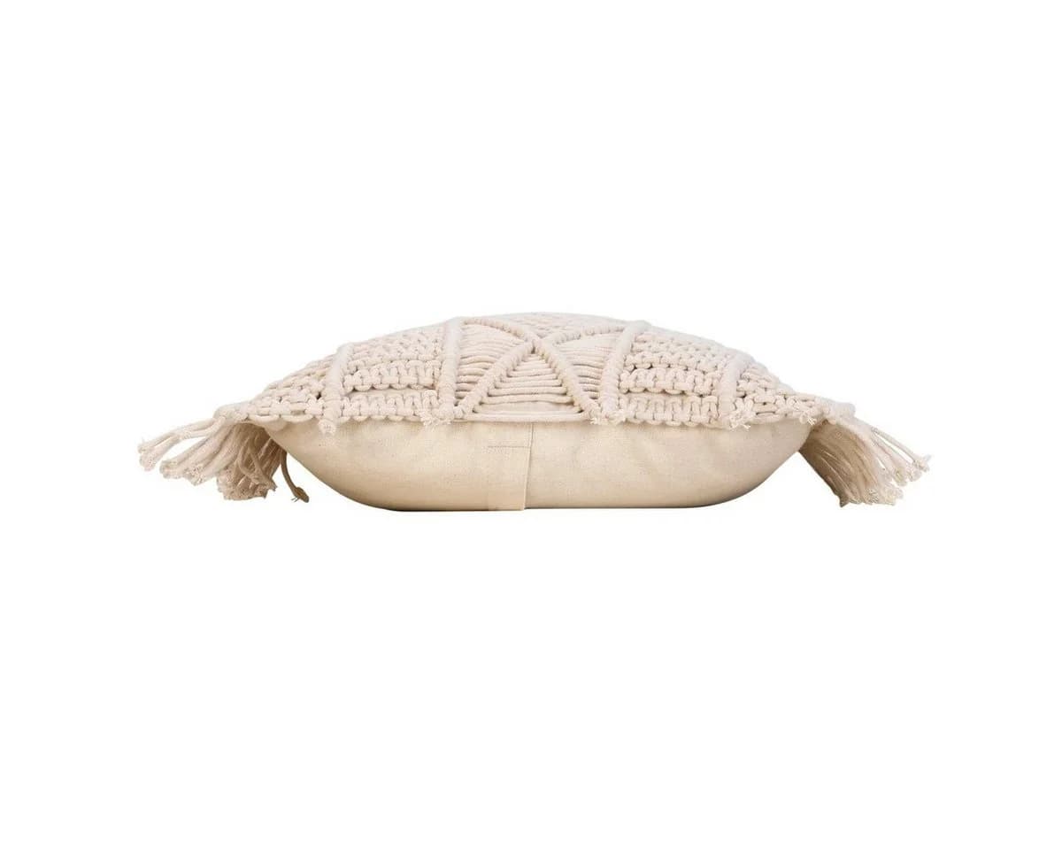 Macosa Home Dekokissen Makramee Beige Baumwolle 40x40 cm