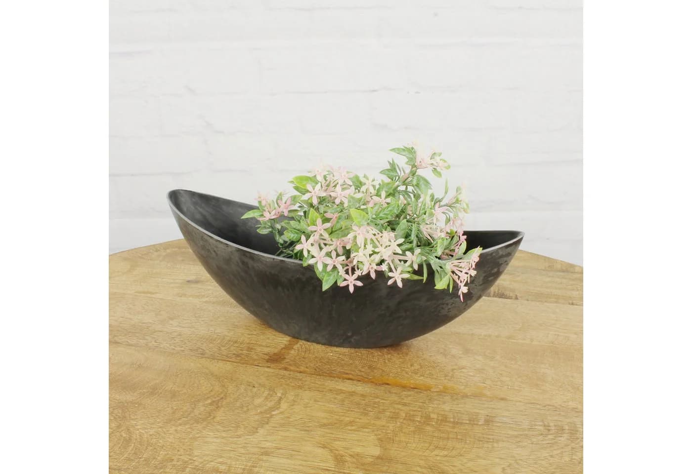 Macosa Home Pflanzschale Schiff Grau Marmoriert Kunststoff