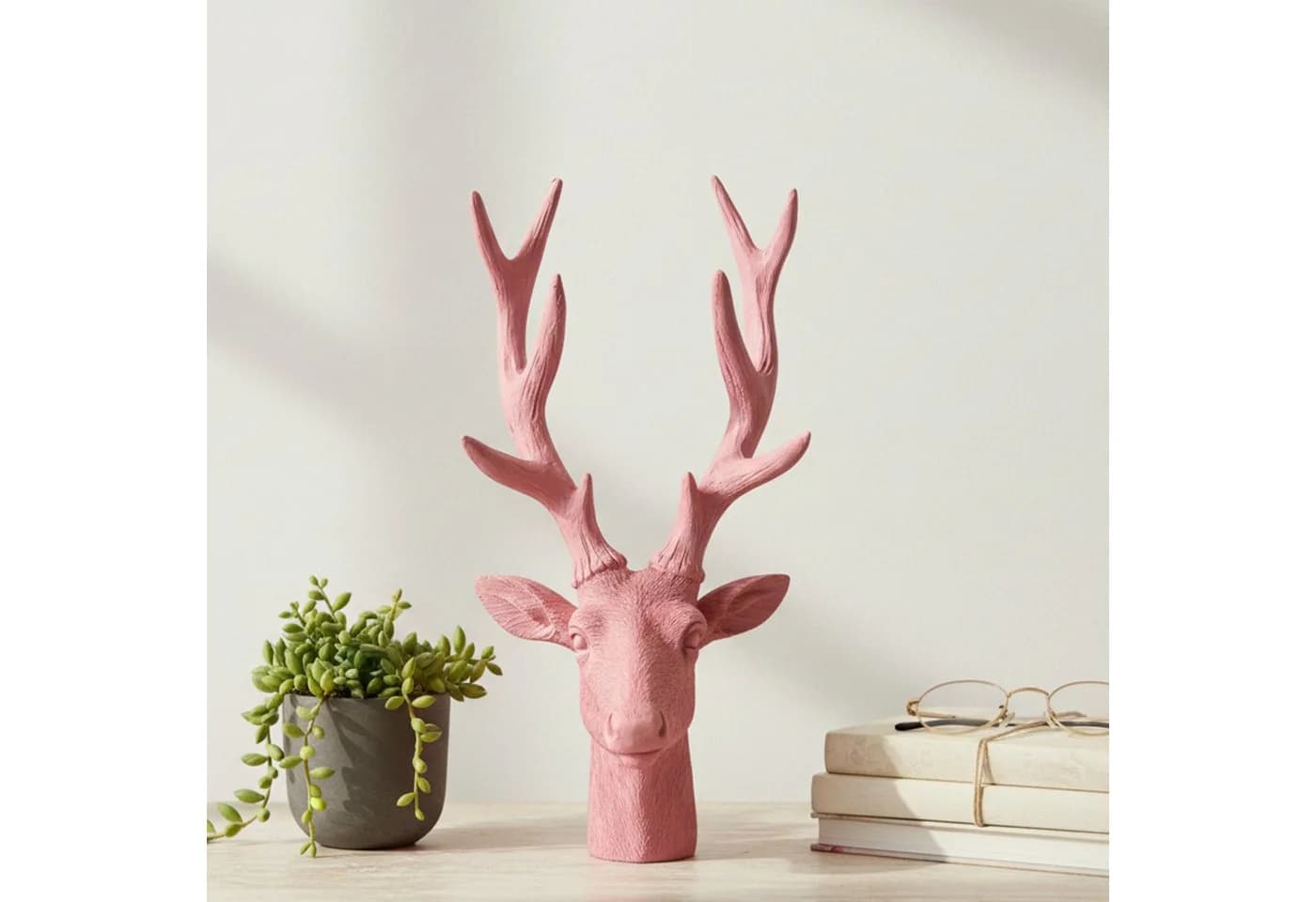 Macosa Home Hirsch Büste Apricot Dekofigur