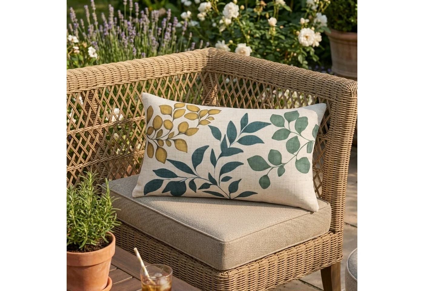 Macosa Home Dekokissen 30x50cm Beige Grün Braun mit Quasten