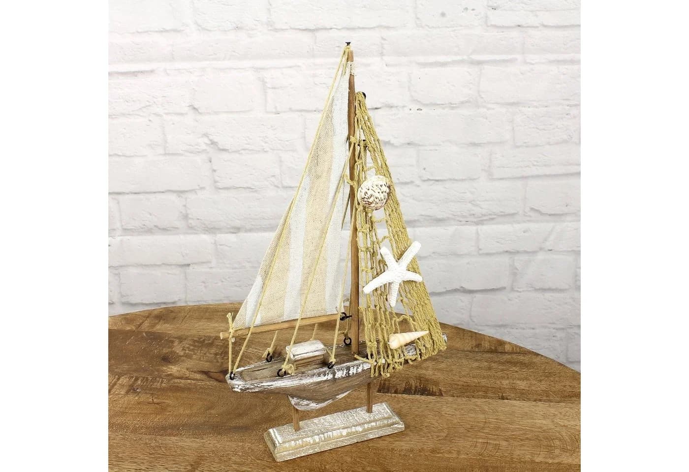 Macosa Home Dekofigur Segelboot Braun-Grau Maritim